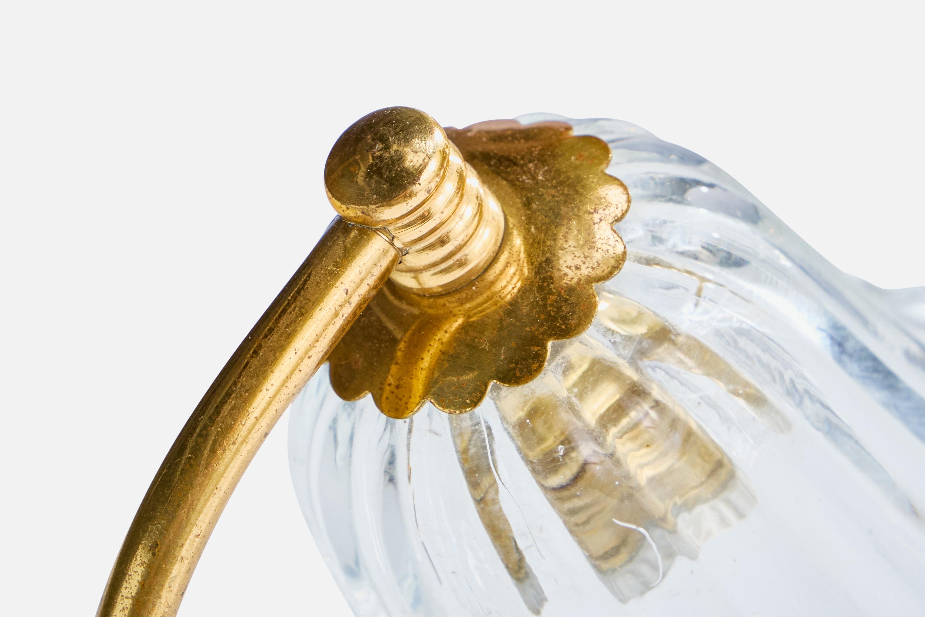 Italian Designer, Table Lamp, Brass, Glass, Italy, 1950s For Sale 1