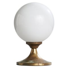 Italian Designer, Table Lamp, Brass, Glass, Italy, 1950s