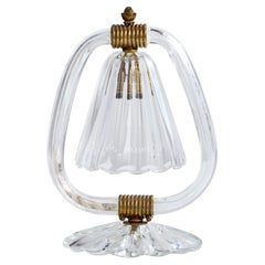Italian Designer, Table Lamp, Brass, Glass, Italy, 1950s