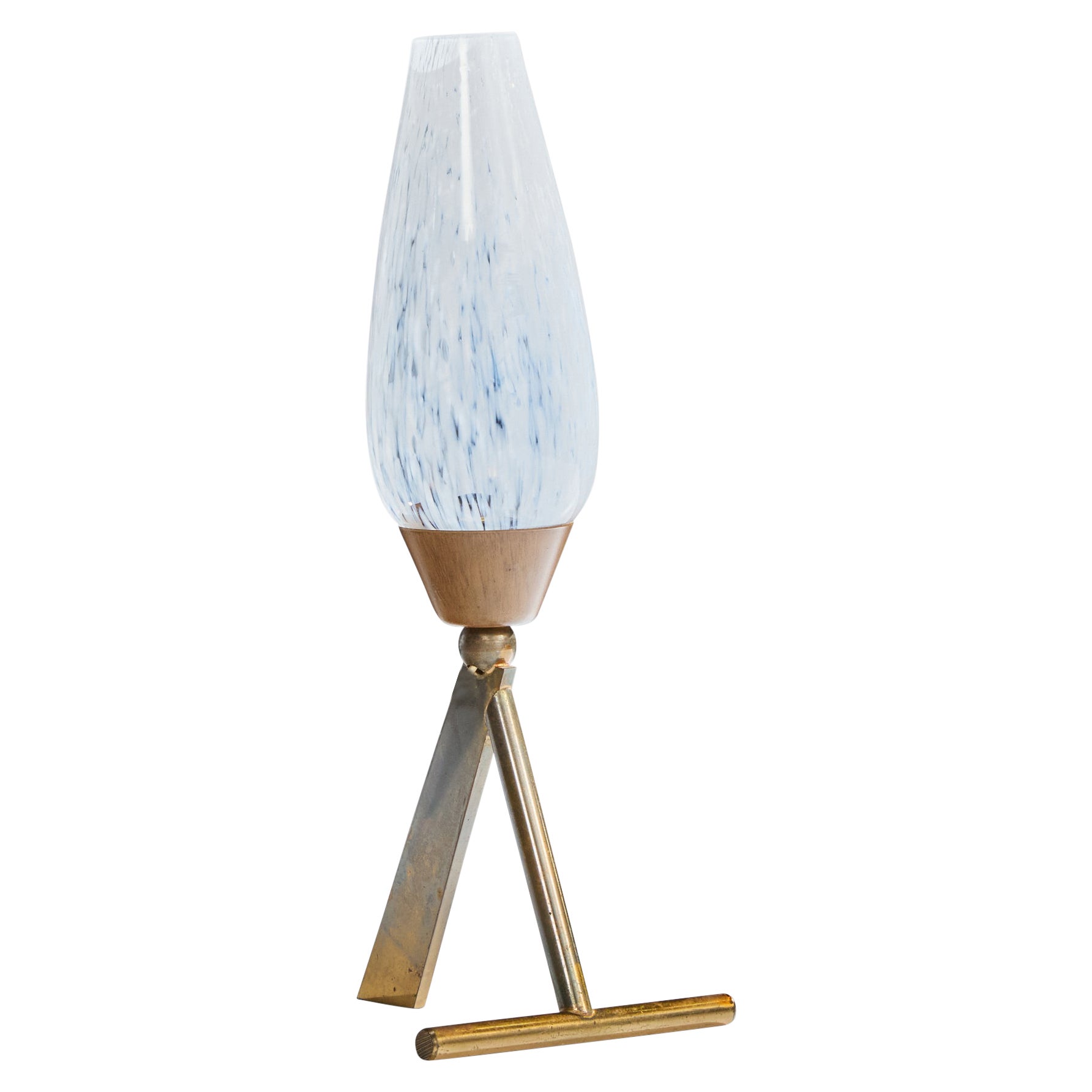 Italian Designer, Table Lamp, Brass, Glass, Italy, 1950s