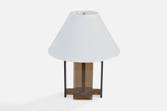 Italian Designer, Table Lamp, Brass, Glass, Italy, 1970s
