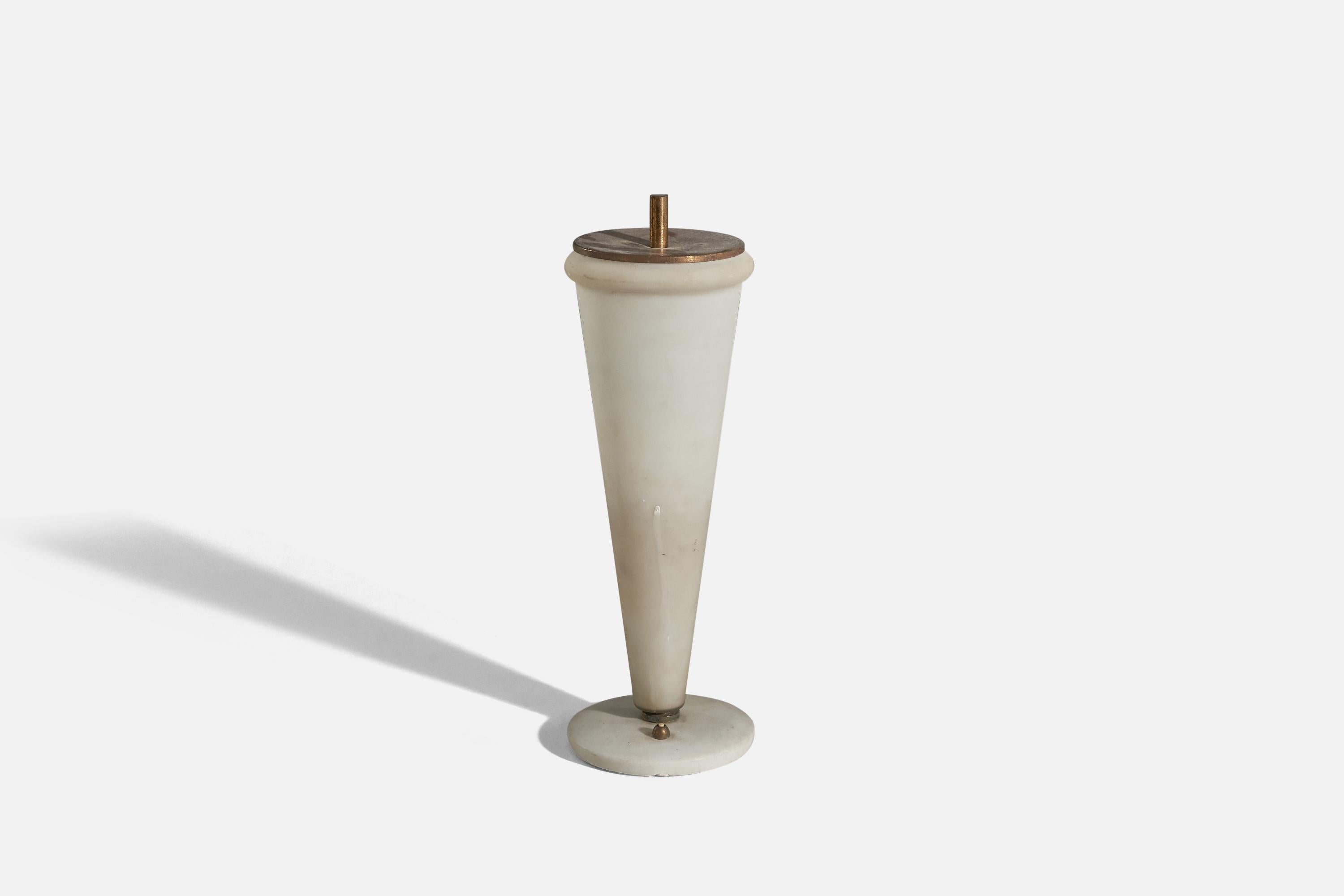 Mid-Century Modern Designer italien, lampe de bureau, laiton, verre, marbre, Italie, années 1940