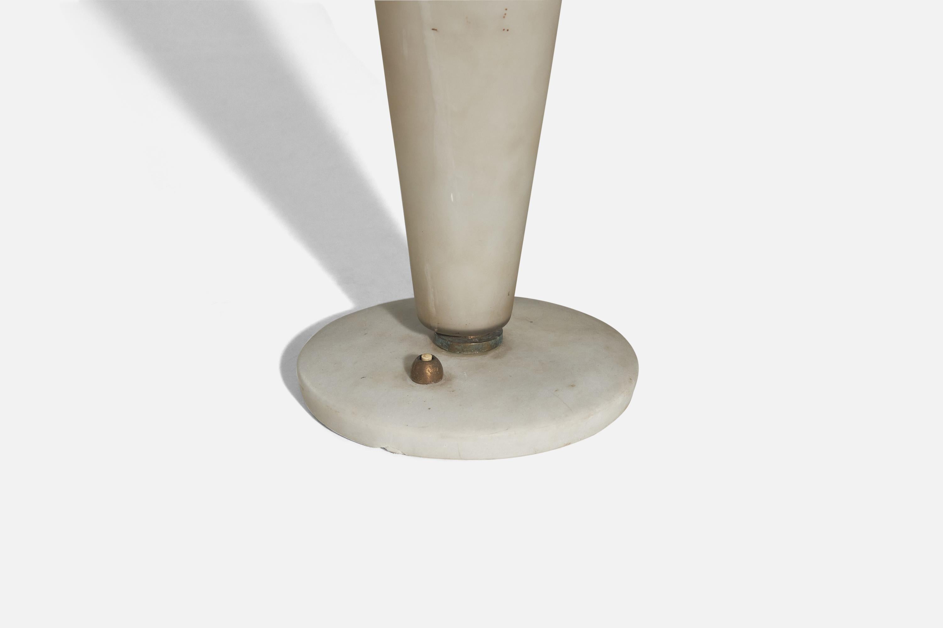Italian Designer, Table Lamp, Brass, Glass, Marble, Italy, 1940s In Good Condition For Sale In High Point, NC