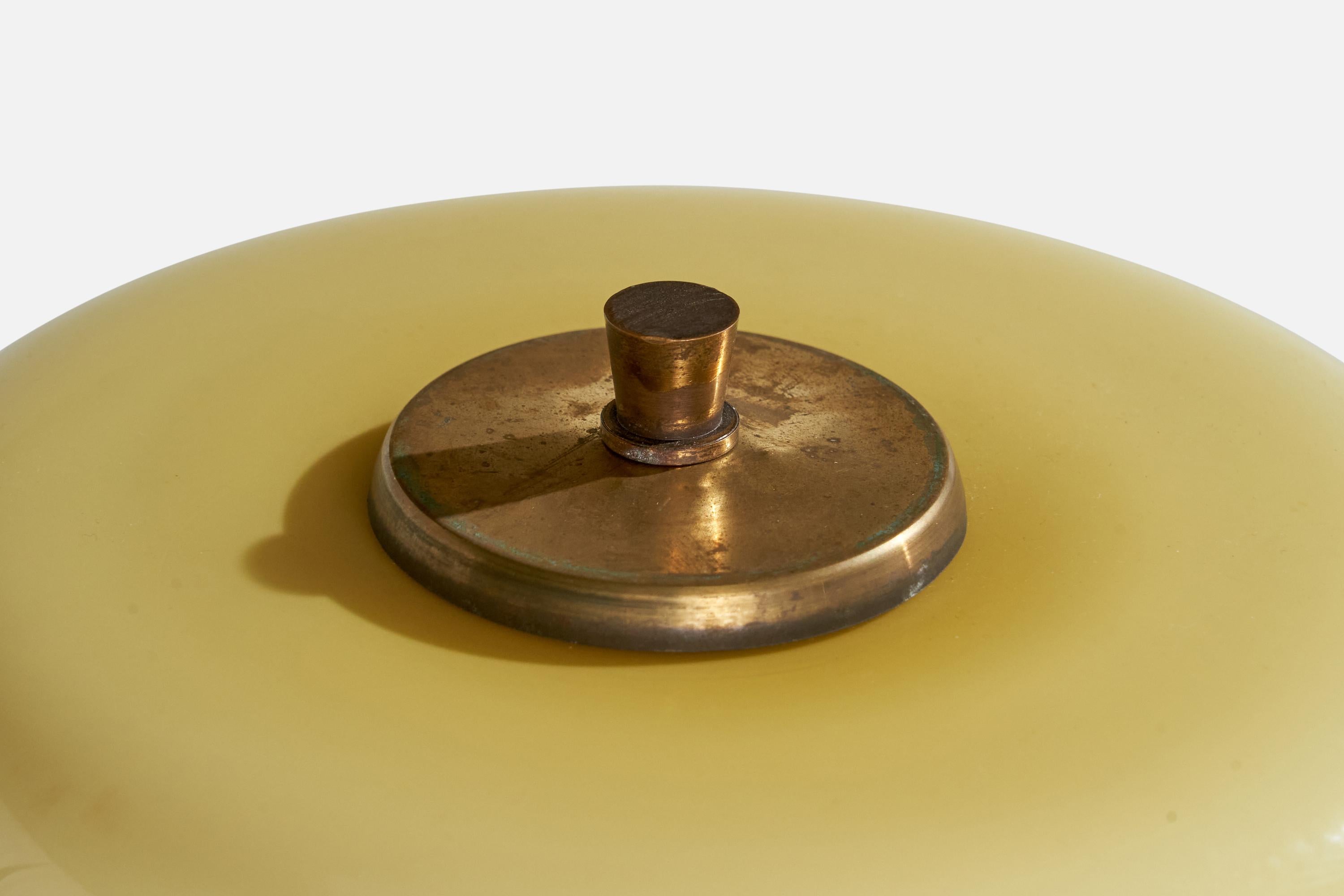 Italian Designer, Table Lamp, Brass, Glass, Marble, Italy, 1940s 1