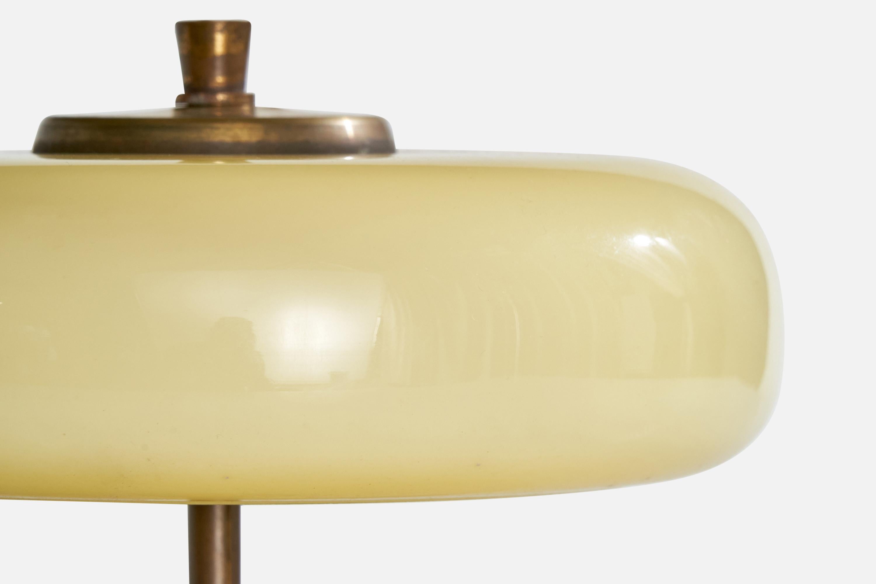 Italian Designer, Table Lamp, Brass, Glass, Marble, Italy, 1940s 2