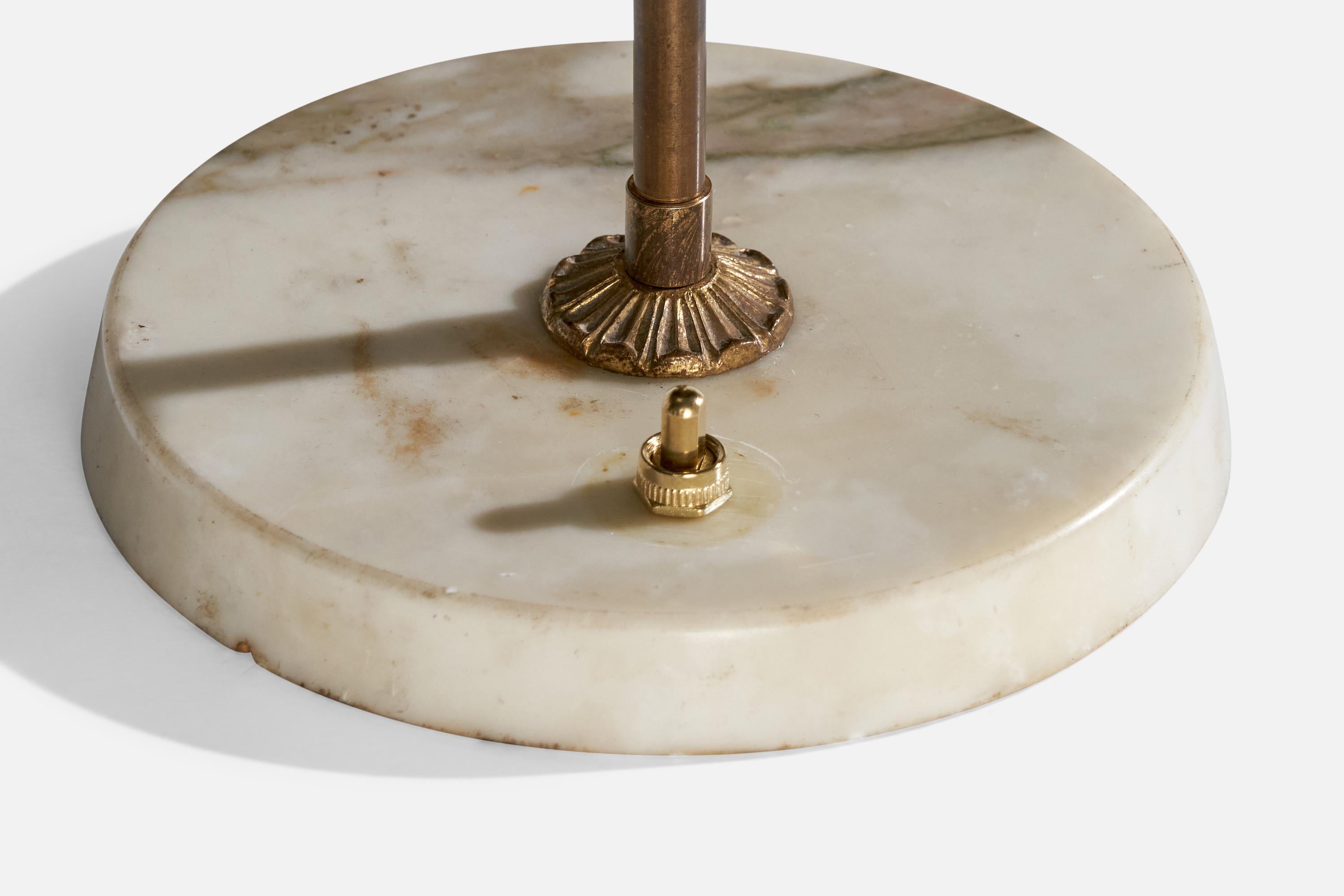 Italian Designer, Table Lamp, Brass, Glass, Marble, Italy, 1940s 3