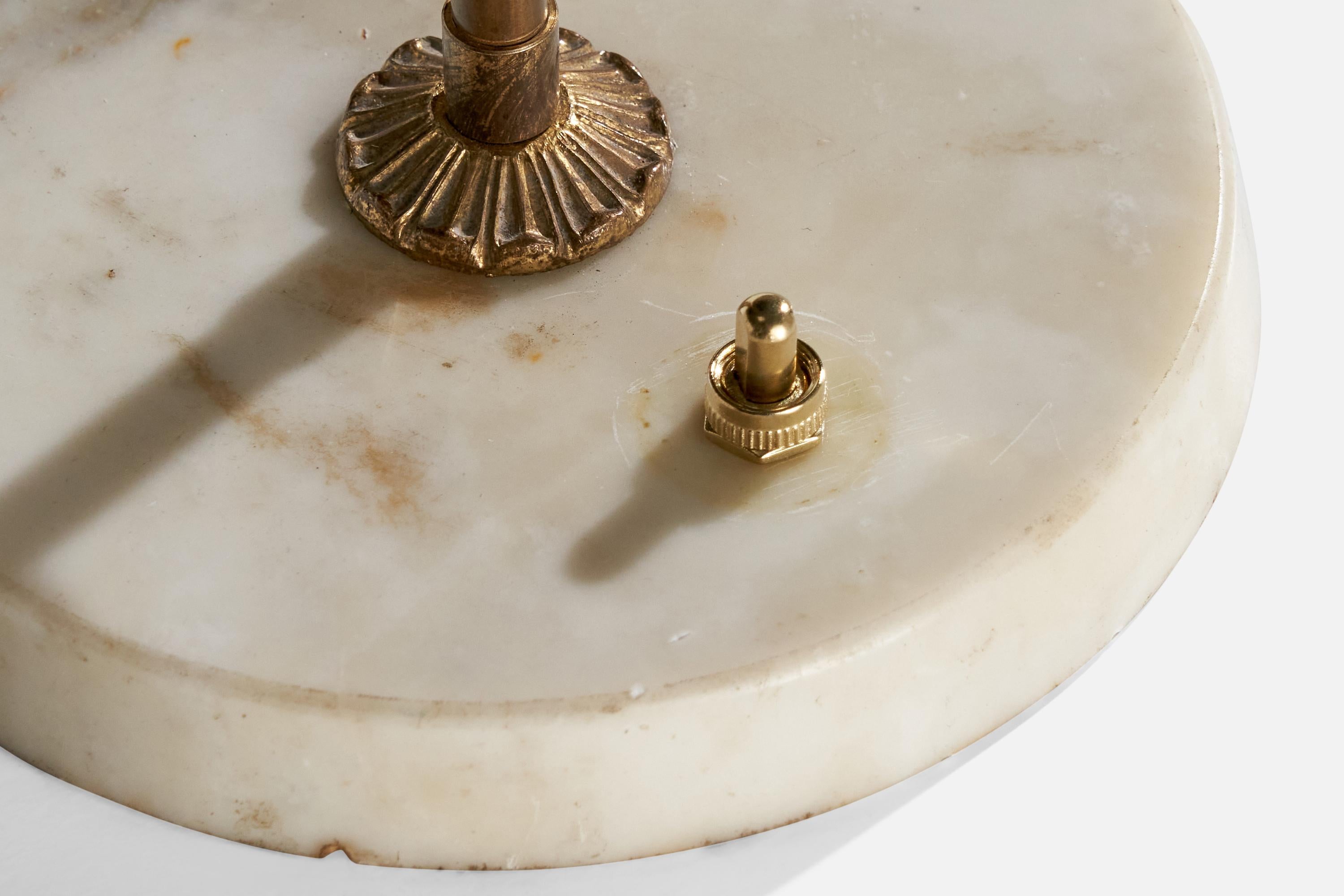 Italian Designer, Table Lamp, Brass, Glass, Marble, Italy, 1940s 4