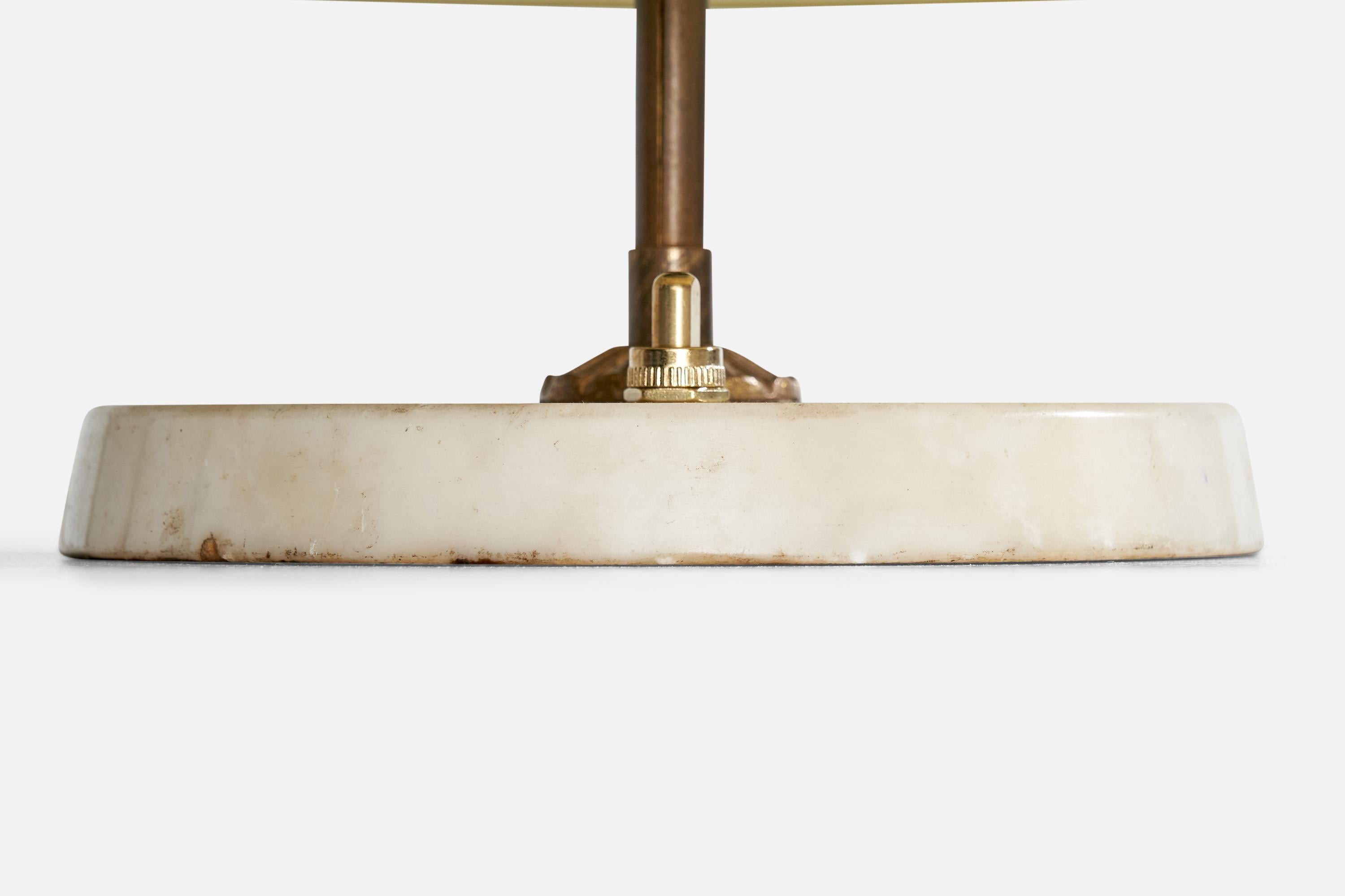 Italian Designer, Table Lamp, Brass, Glass, Marble, Italy, 1940s 5