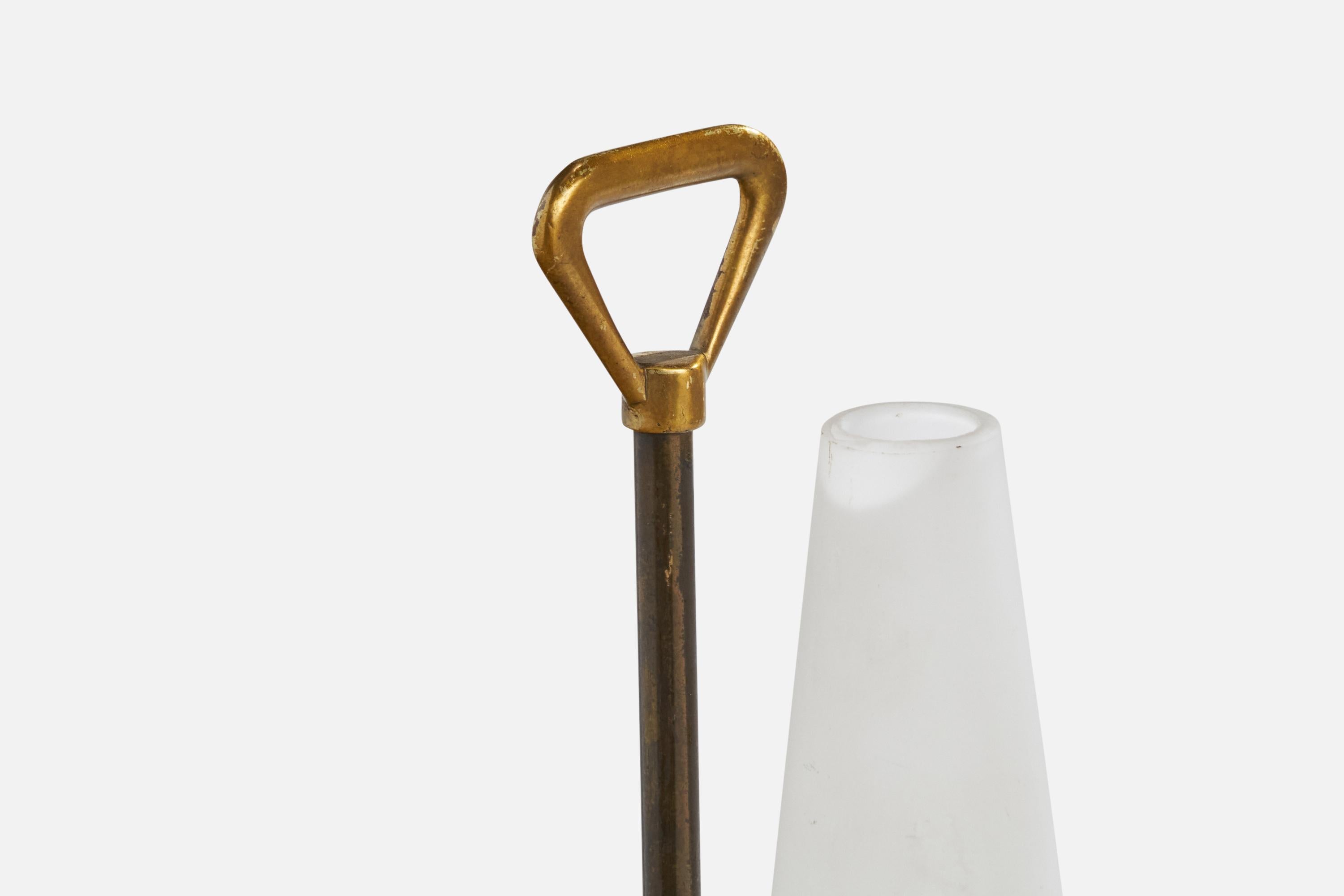Italian Designer, Table Lamp, Brass, Glass, Marble, Italy, 1950s In Good Condition For Sale In High Point, NC