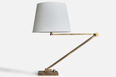 Italian Designer, Table Lamp, Brass, Italy, 1940s