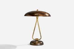 Italian Designer, Table Lamp, Brass, Italy, 1940s