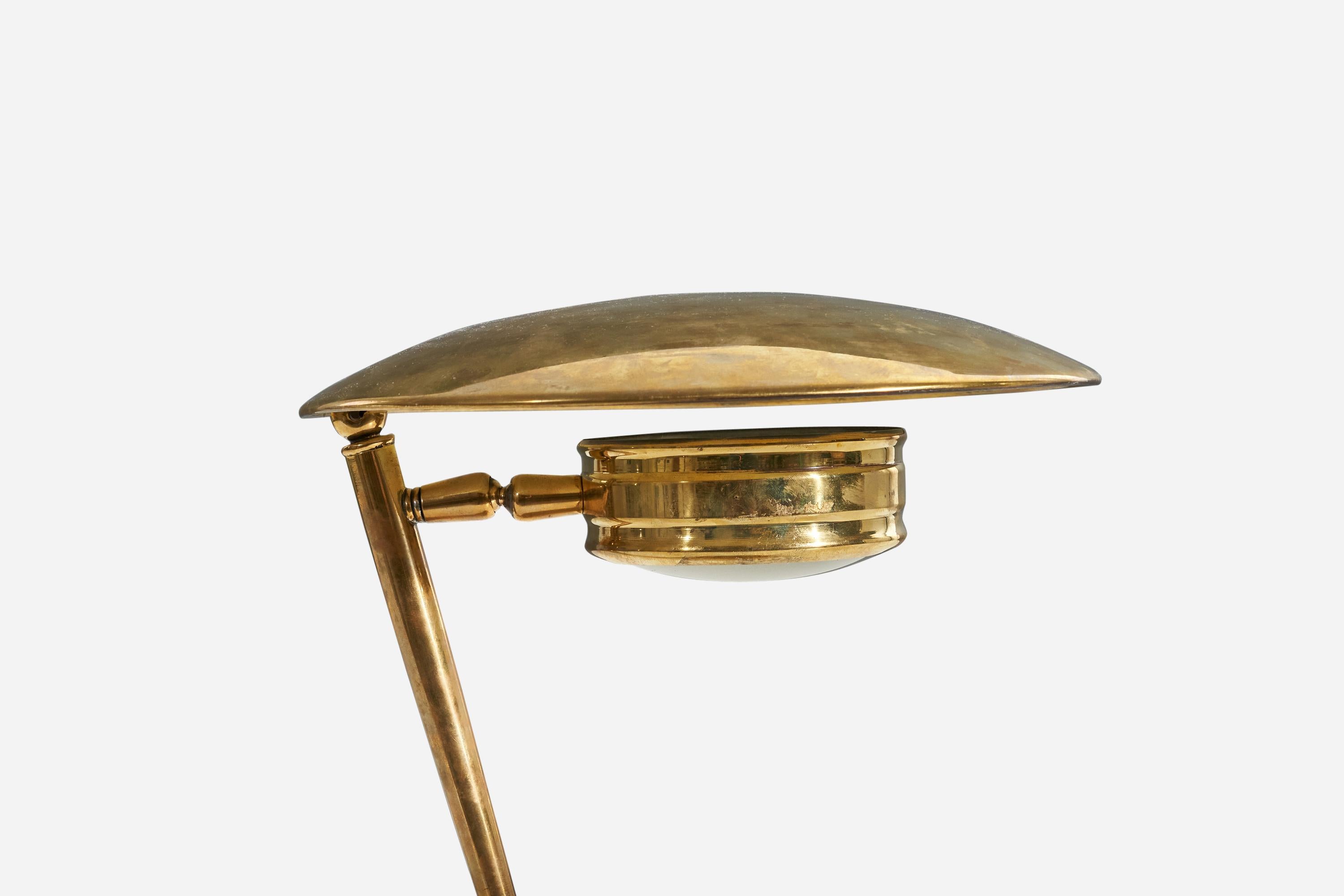 Mid-Century Modern Italian Designer, Table Lamp, Brass, Italy, 1940s For Sale