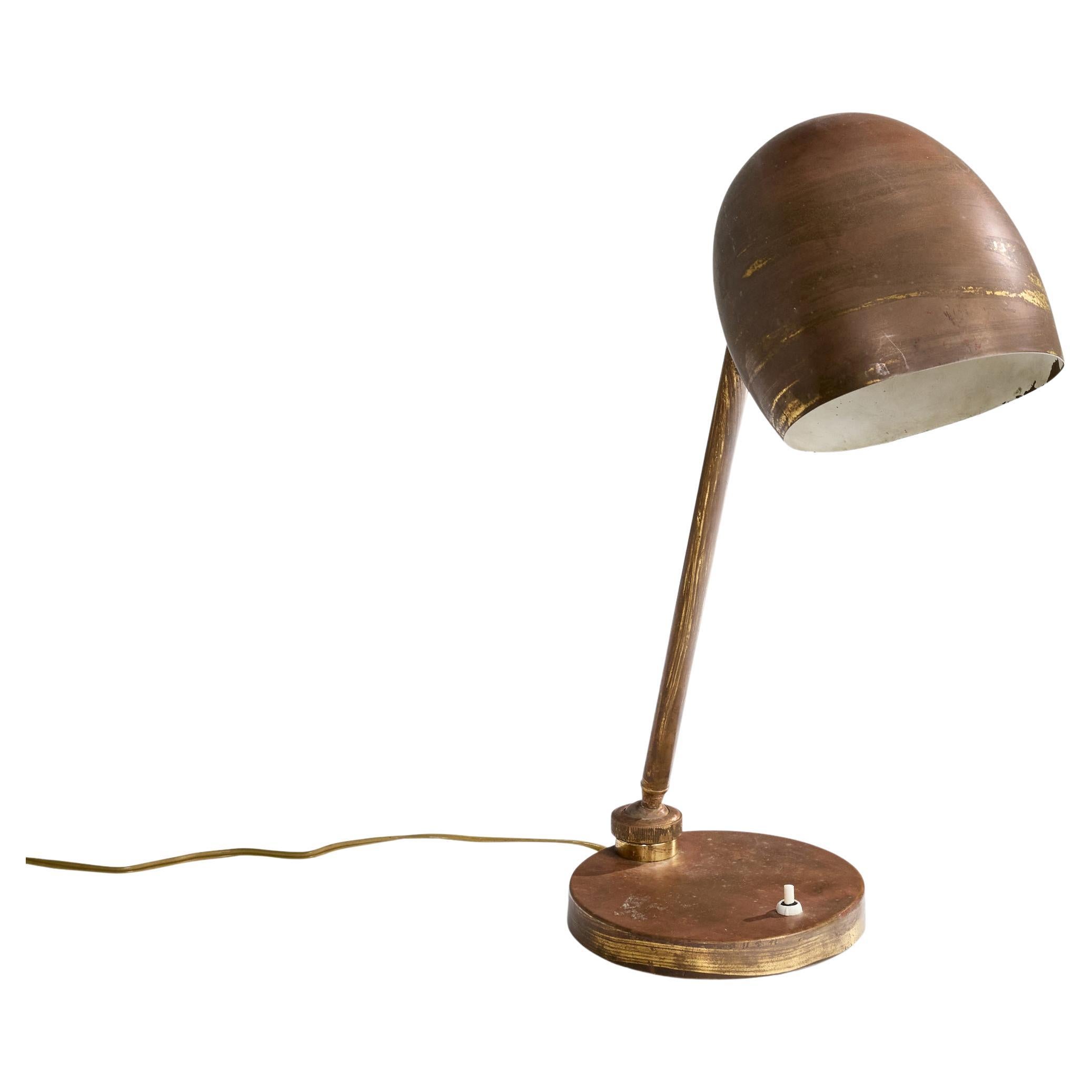 Italian Designer, Table Lamp, Brass, Italy, 1940s For Sale