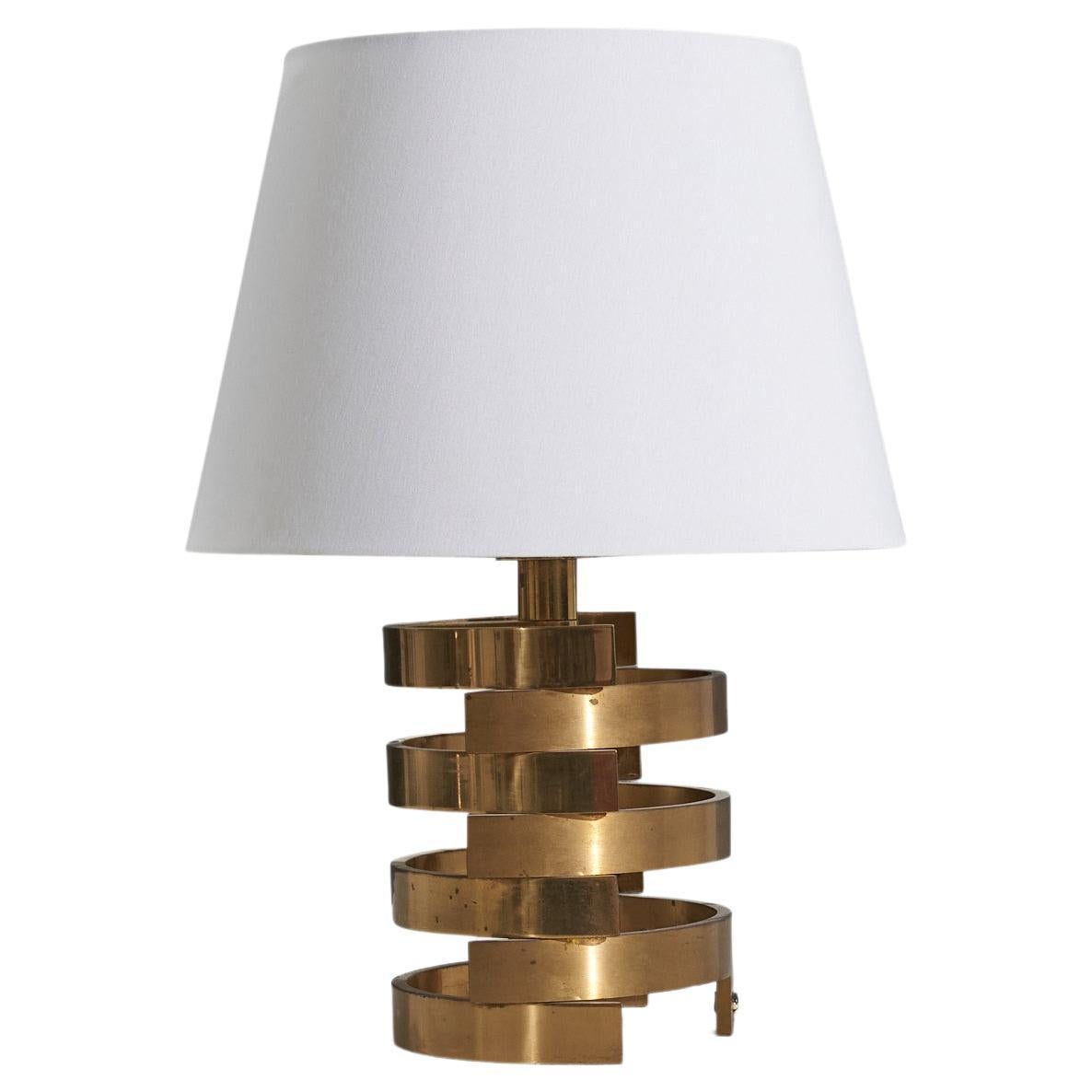 Italian Designer, Table Lamp, Brass, Italy, 1960s
