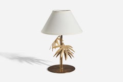 Designer italien, lampe de bureau, laiton, Italie, années 1970