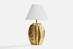 Designer italien, lampe de bureau, laiton, Italie, années 1970
