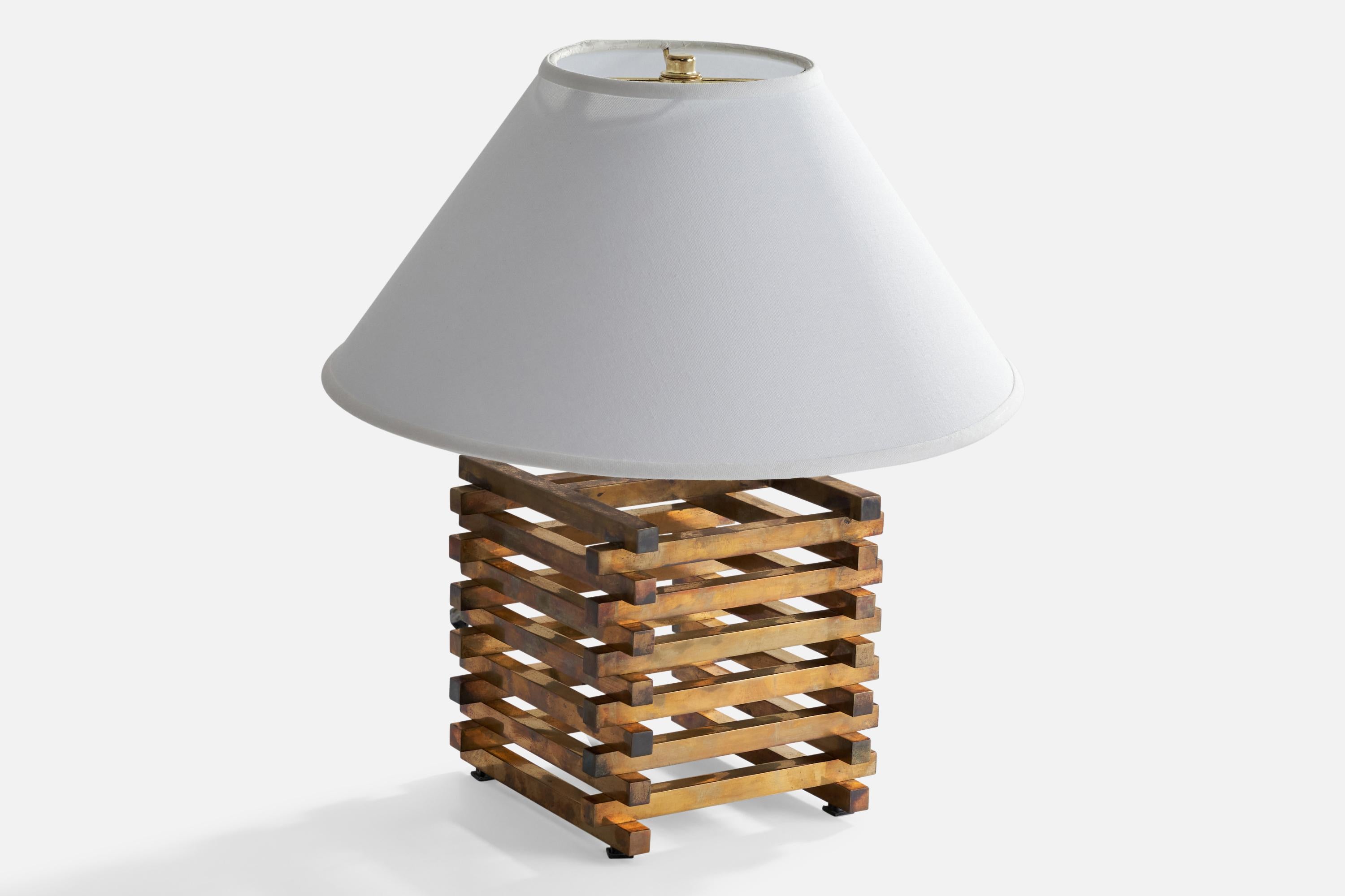 Italian Designer, Table Lamp, Brass, Italy, 1970s 1