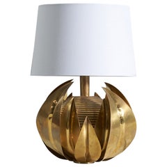 Italian Designer, Table Lamp, Brass, Italy, 1970s