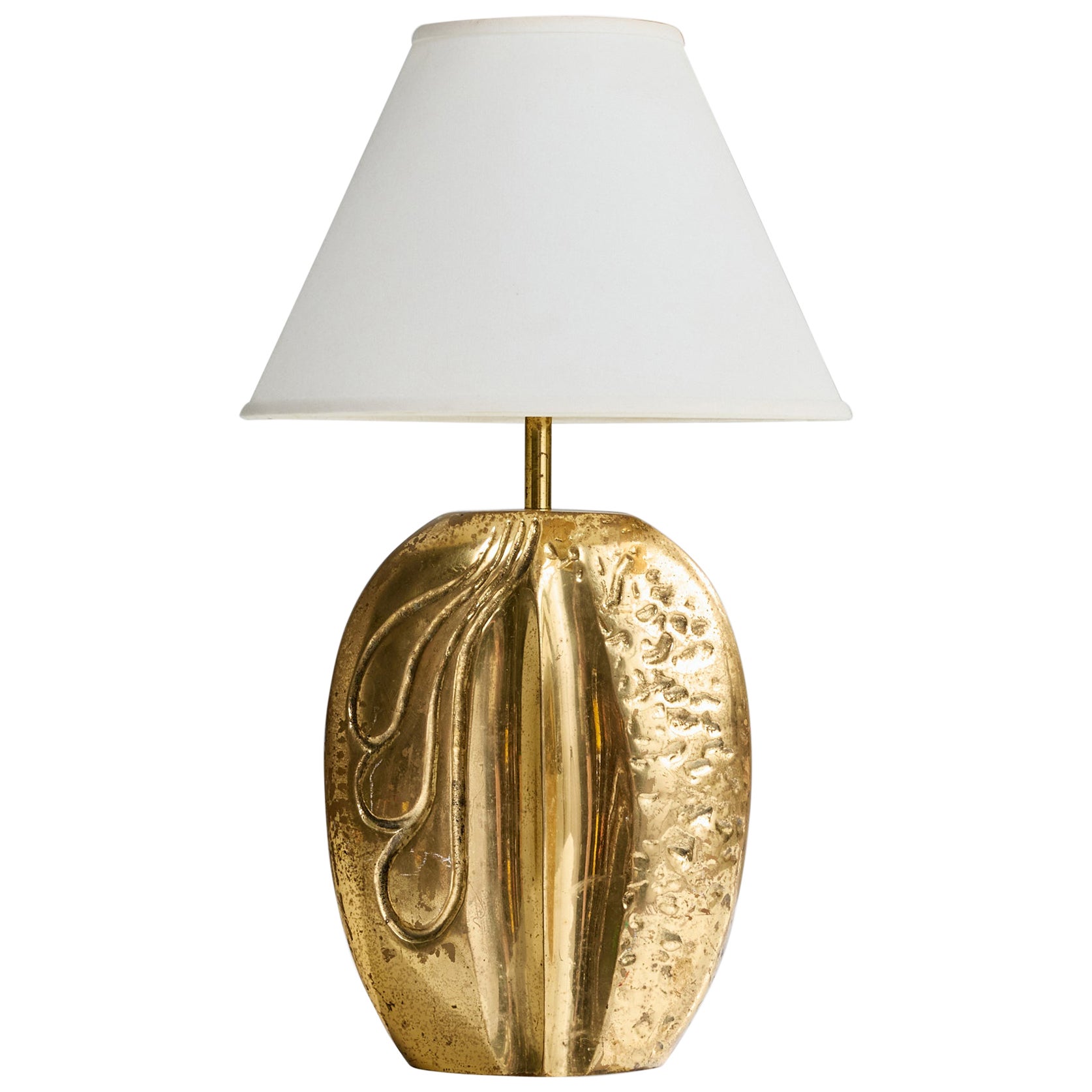 Designer italien, lampe de bureau, laiton, Italie, années 1970