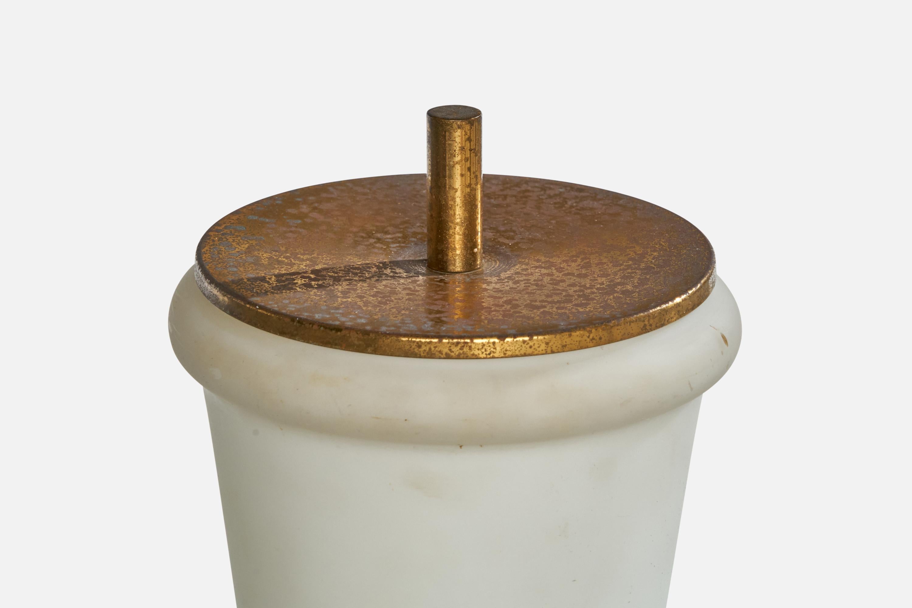 Italian Designer, Table Lamp, Brass, Marble, Glass, Italy, 1940s In Good Condition In High Point, NC