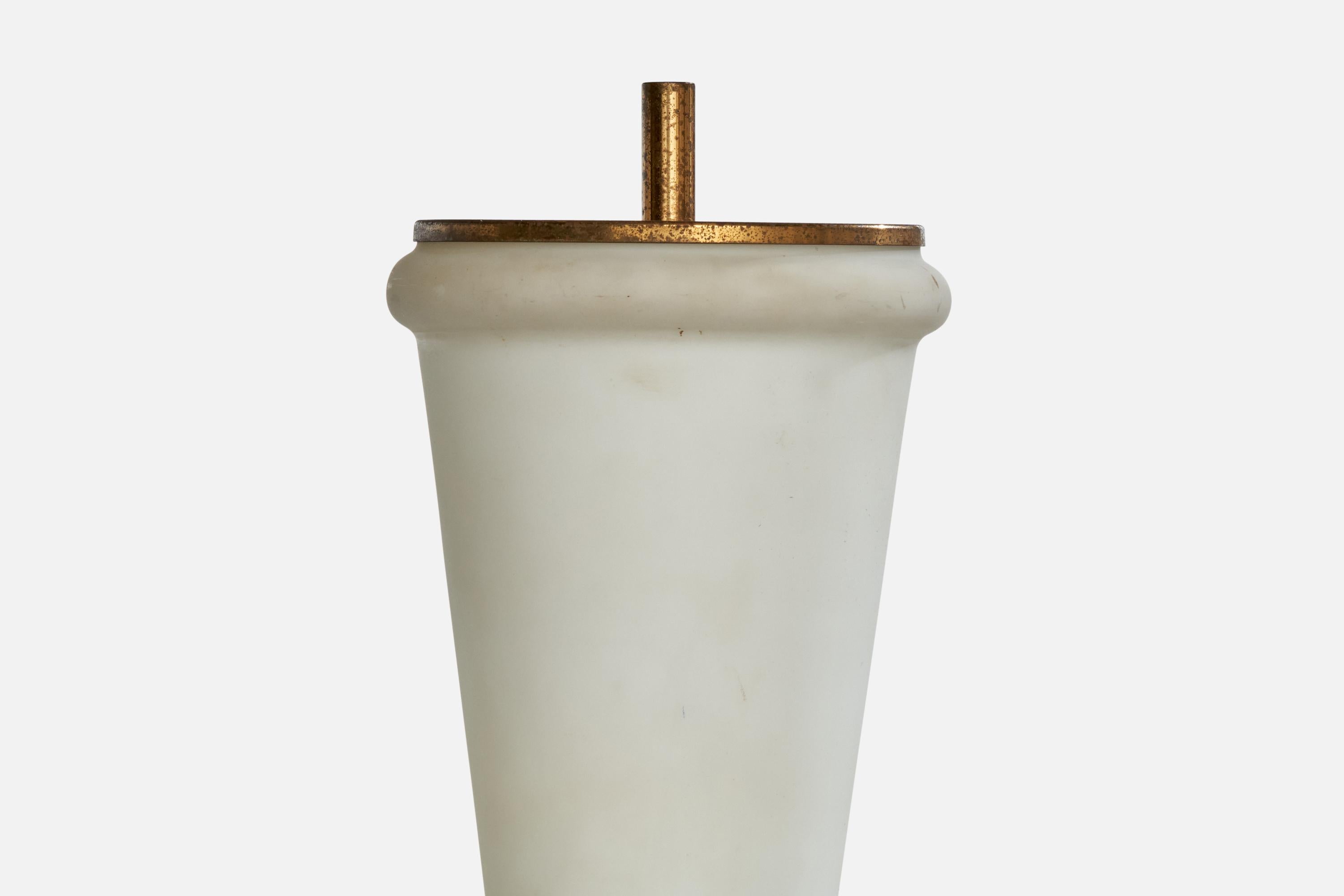Mid-20th Century Italian Designer, Table Lamp, Brass, Marble, Glass, Italy, 1940s