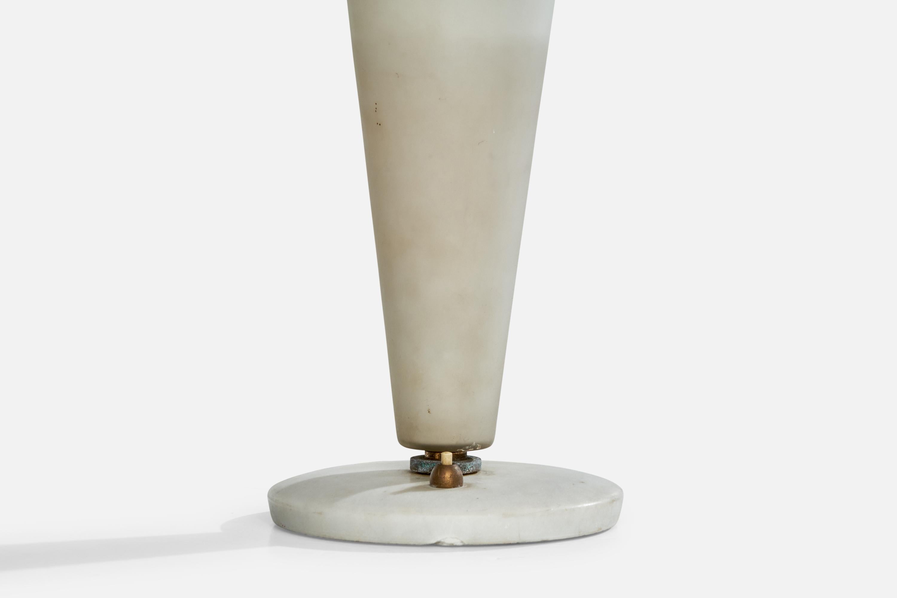 Italian Designer, Table Lamp, Brass, Marble, Glass, Italy, 1940s 1