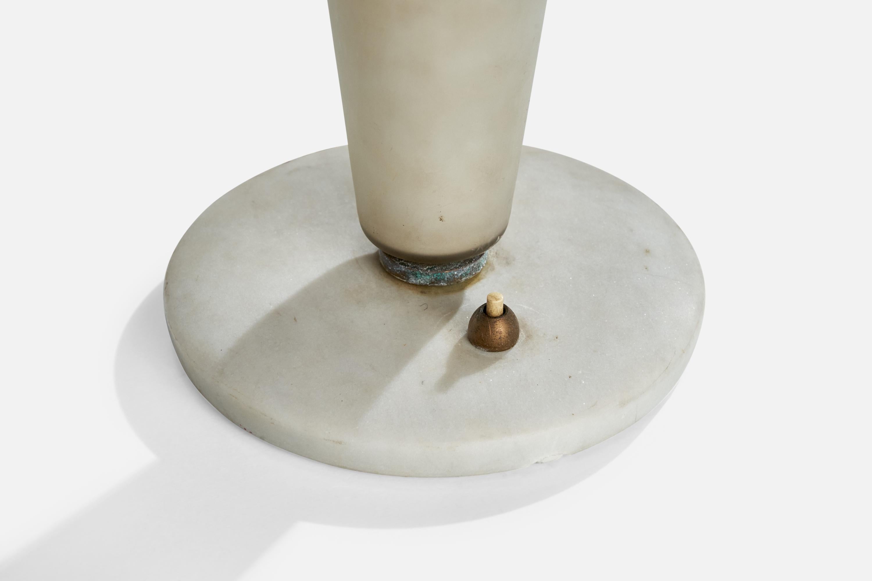 Italian Designer, Table Lamp, Brass, Marble, Glass, Italy, 1940s 2