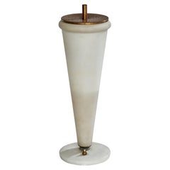 Italian Designer, Table Lamp, Brass, Marble, Glass, Italy, 1940s