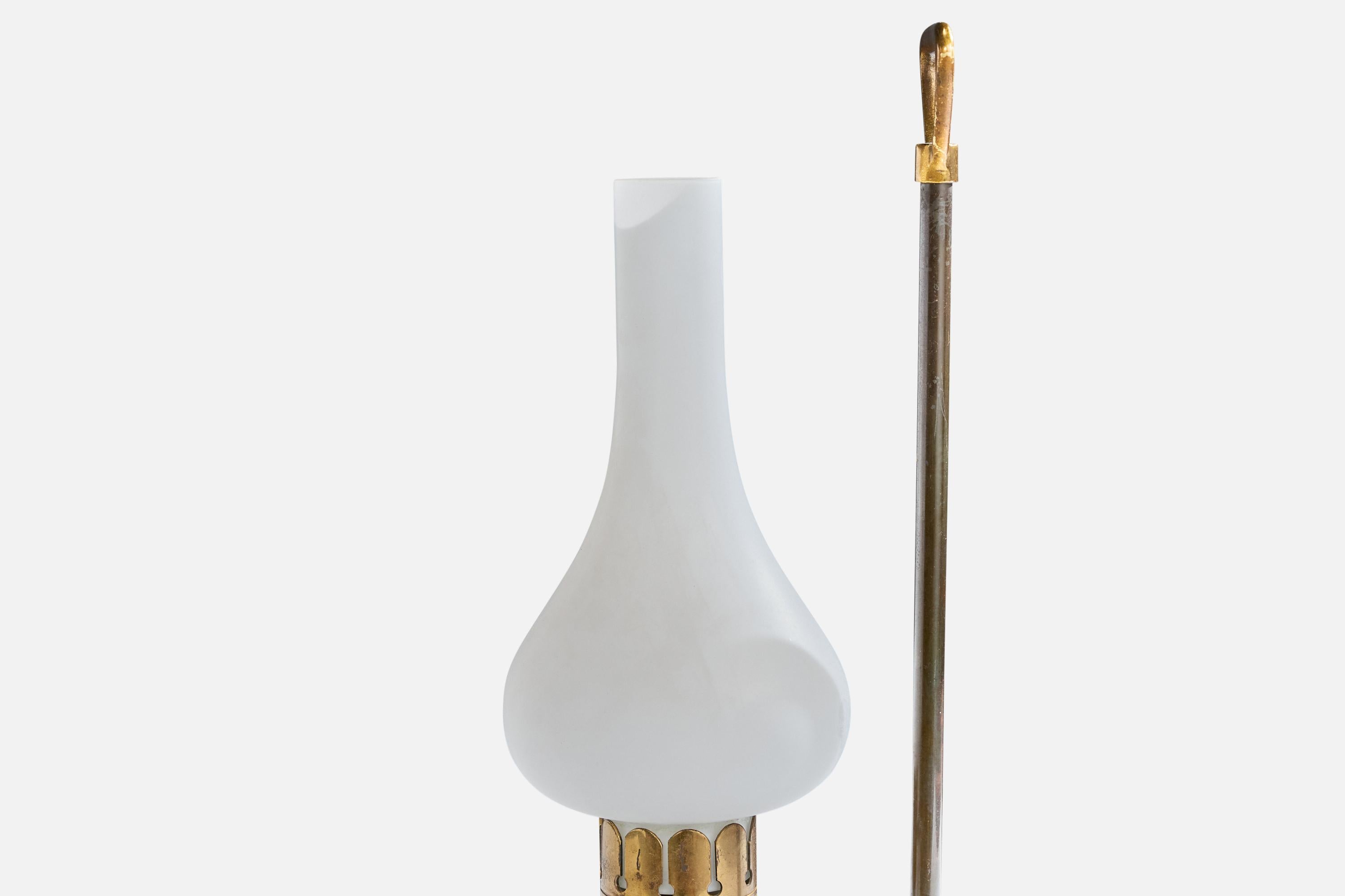 Diseñador italiano, Lámpara de mesa, Latón, Mármol, Cristal, Italia, A�ños 1950 Italiano en venta