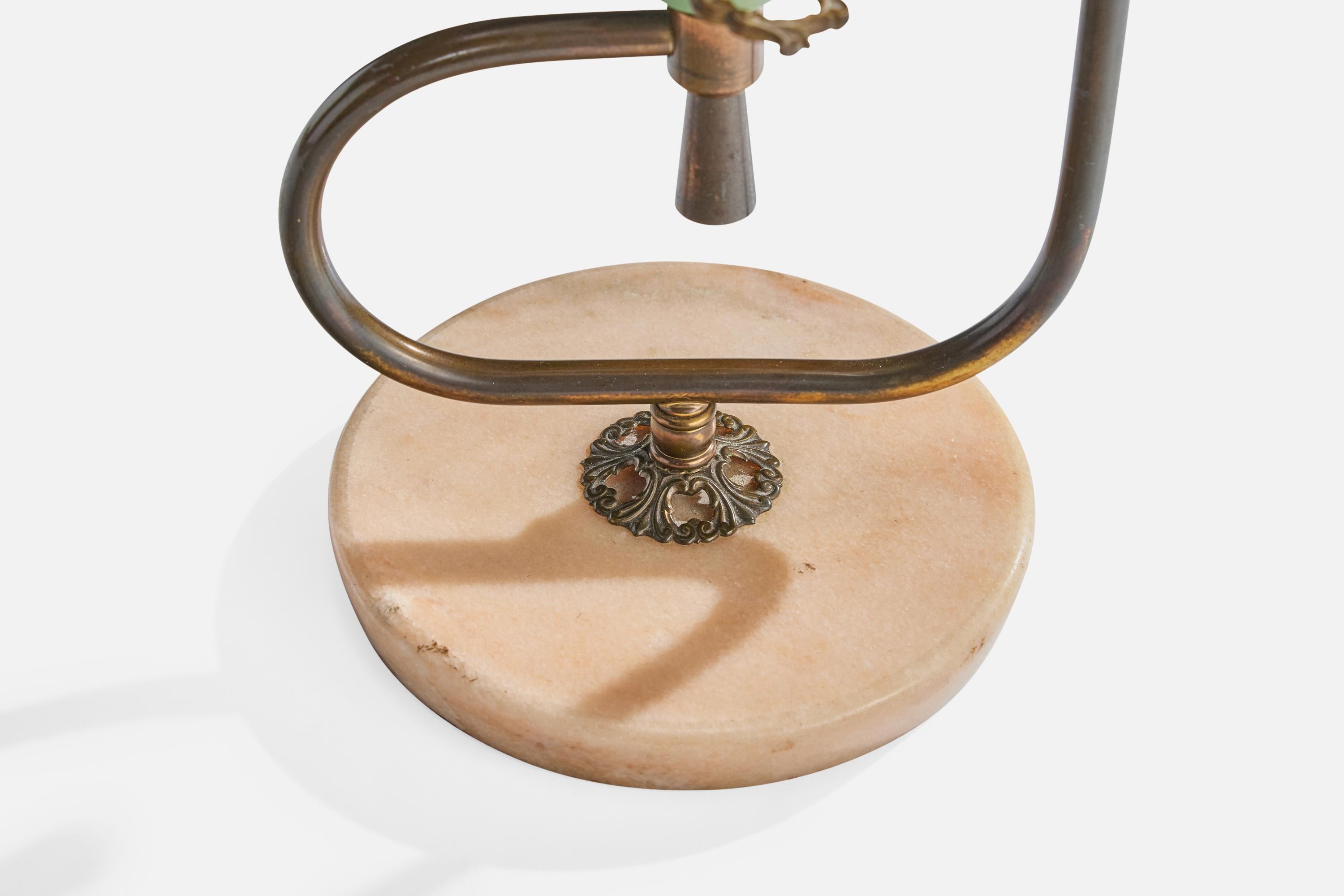 Diseñador italiano, Lámpara de mesa, Latón, Mármol, Cristal, Italia, Años 1950 en venta 2