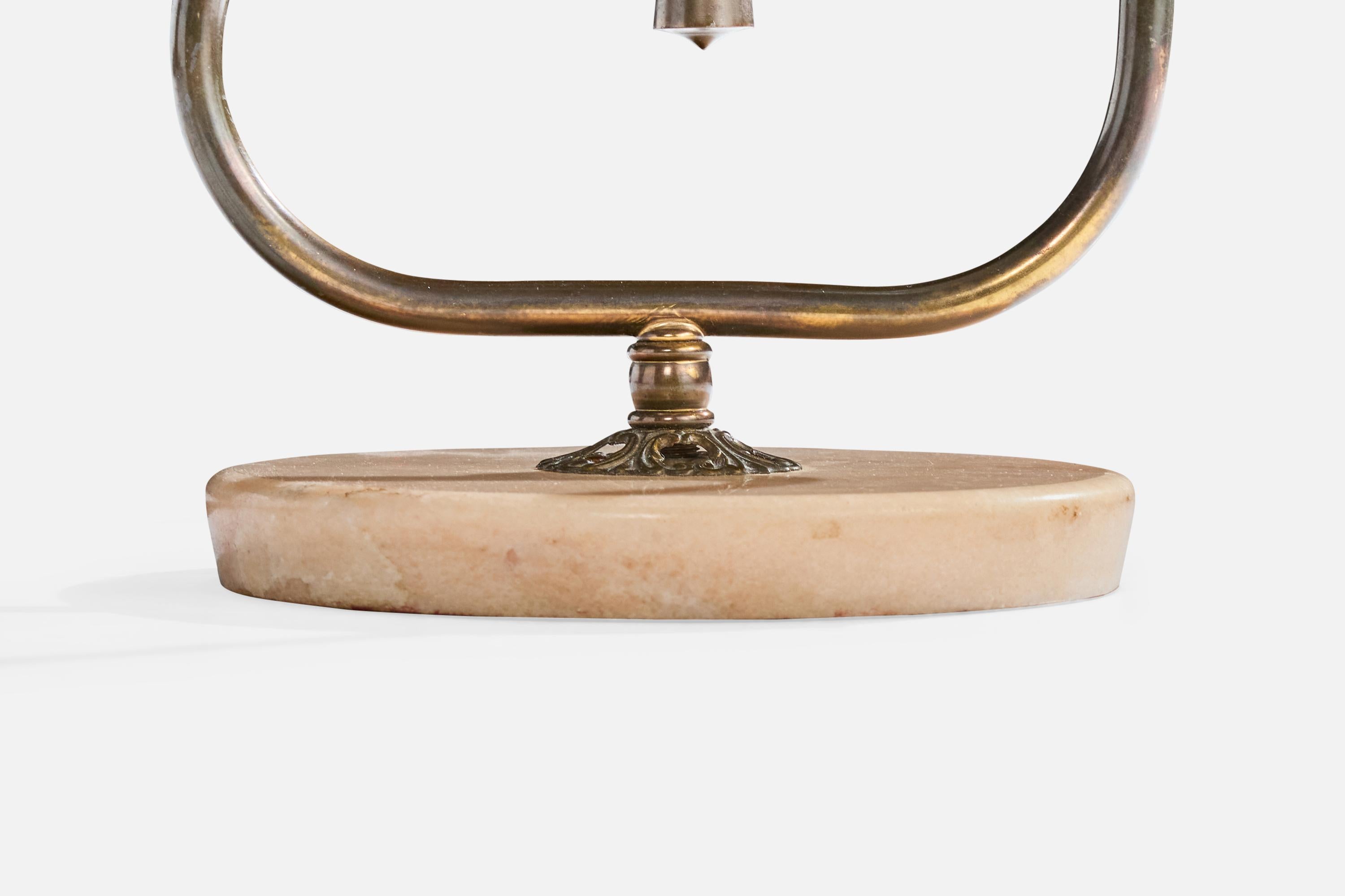 Diseñador italiano, Lámpara de mesa, Latón, Mármol, Cristal, Italia, Años 1950 en venta 3