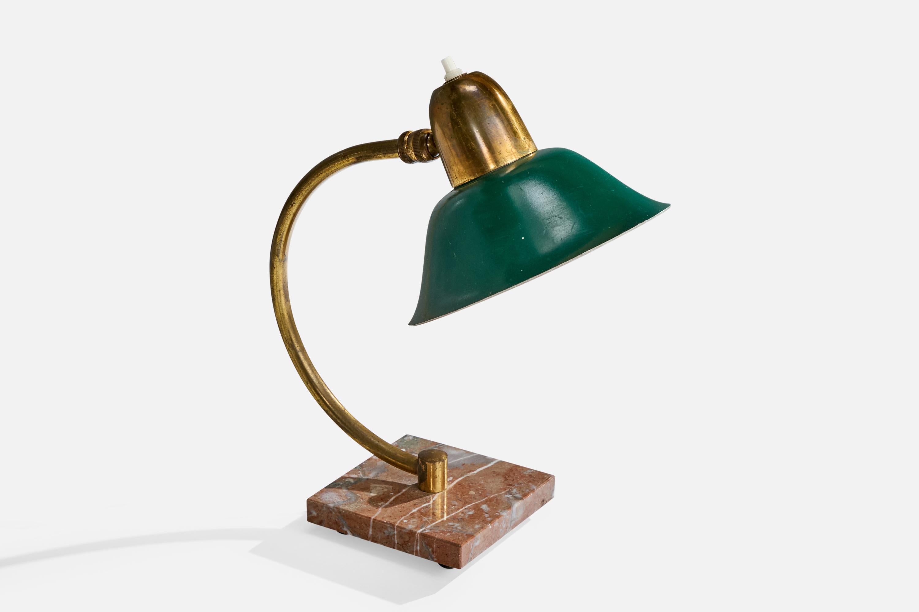 Diseñador italiano, Lámpara de mesa, Latón, Mármol, Metal, Italia, Años 1940 Italiano en venta