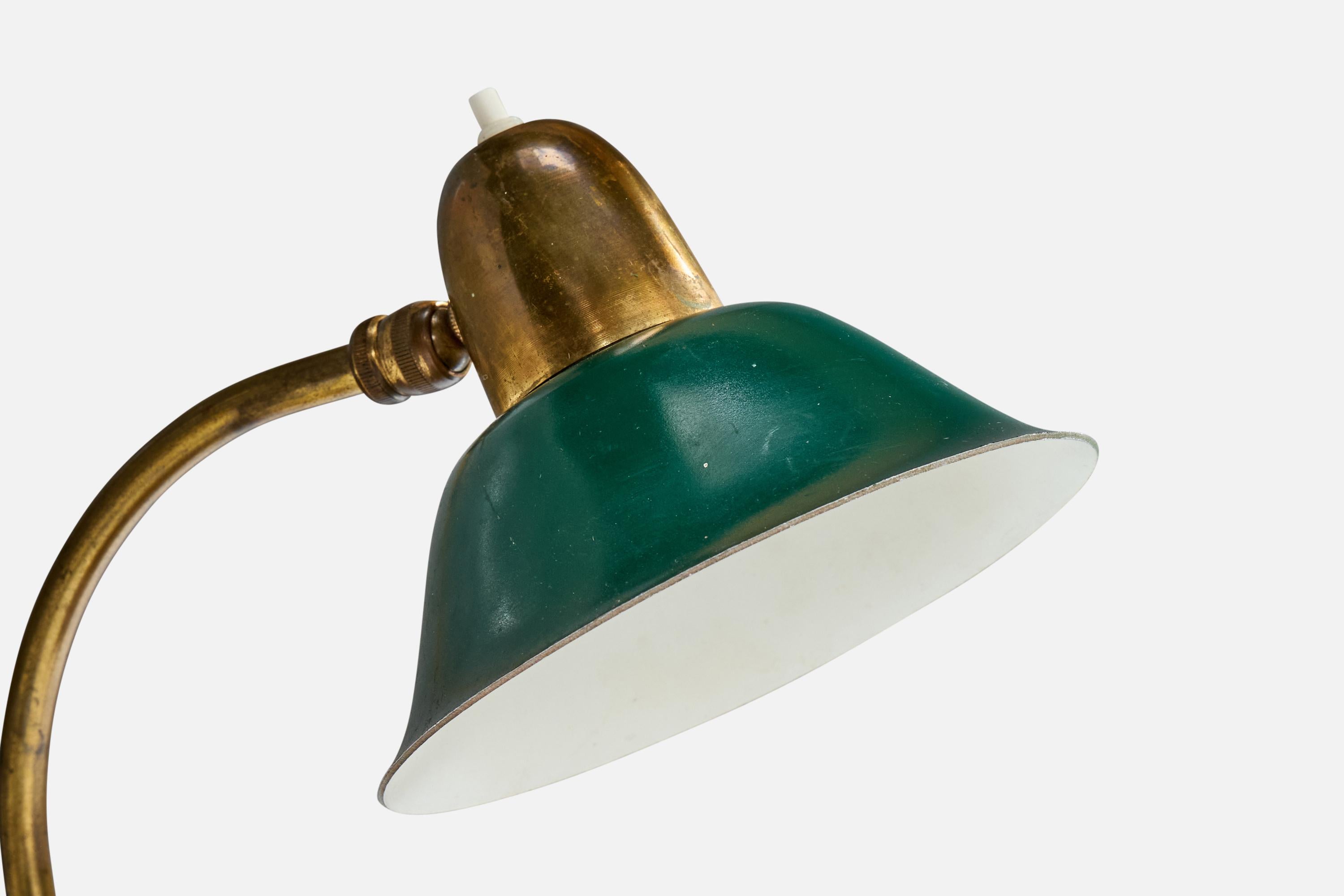 Diseñador italiano, Lámpara de mesa, Latón, Mármol, Metal, Italia, Años 1940 en Bueno estado para la venta en High Point, NC