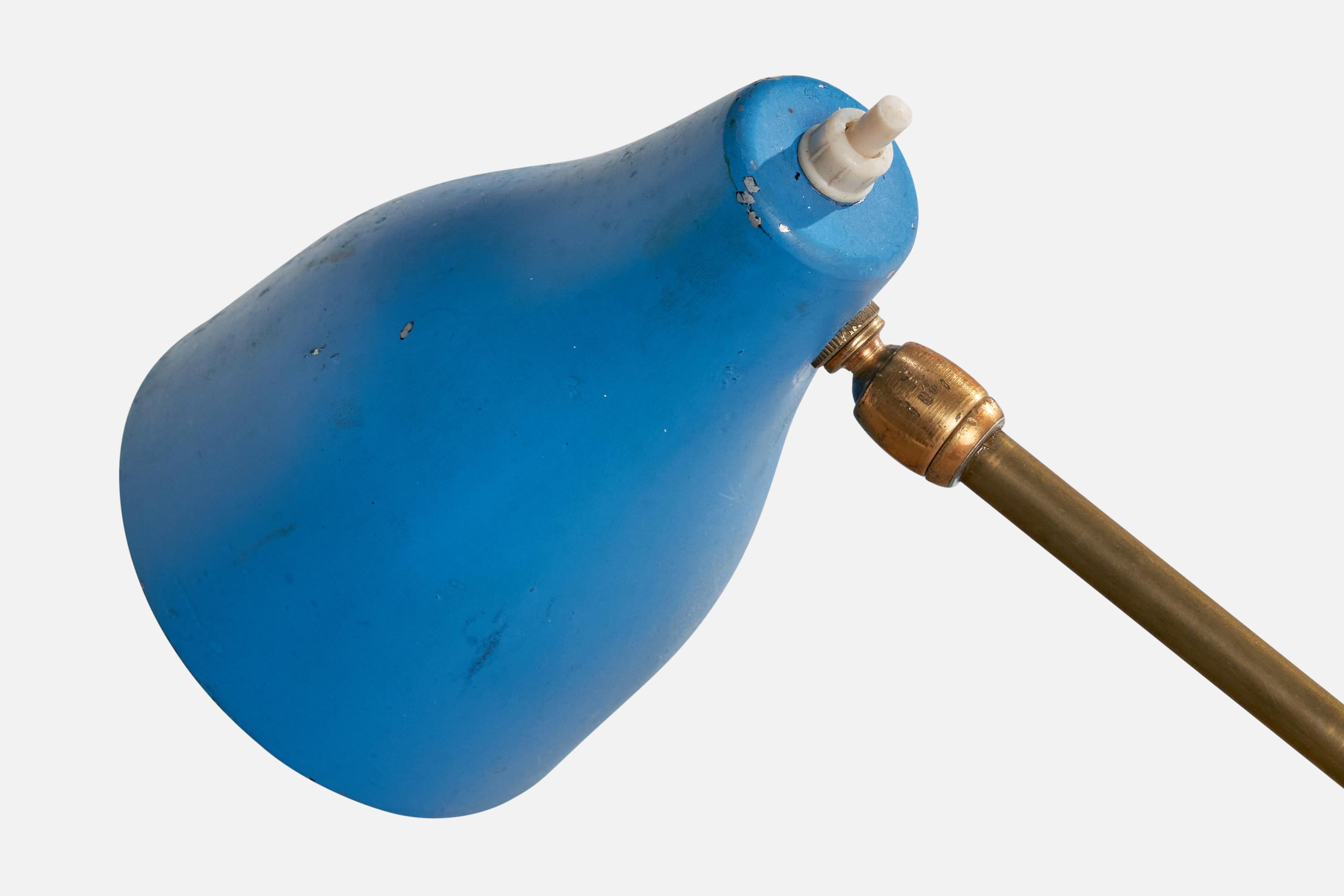 Mid-20th Century Italian Designer, Table Lamp, Brass, Marble, Metal, Italy, 1950s For Sale