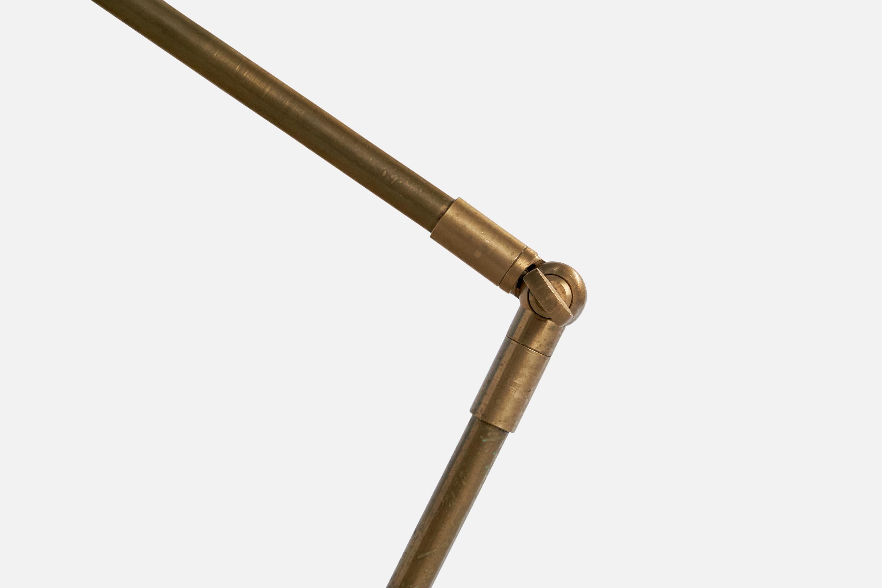 Italian Designer, Table Lamp, Brass, Marble, Metal, Italy, 1950s For Sale 1