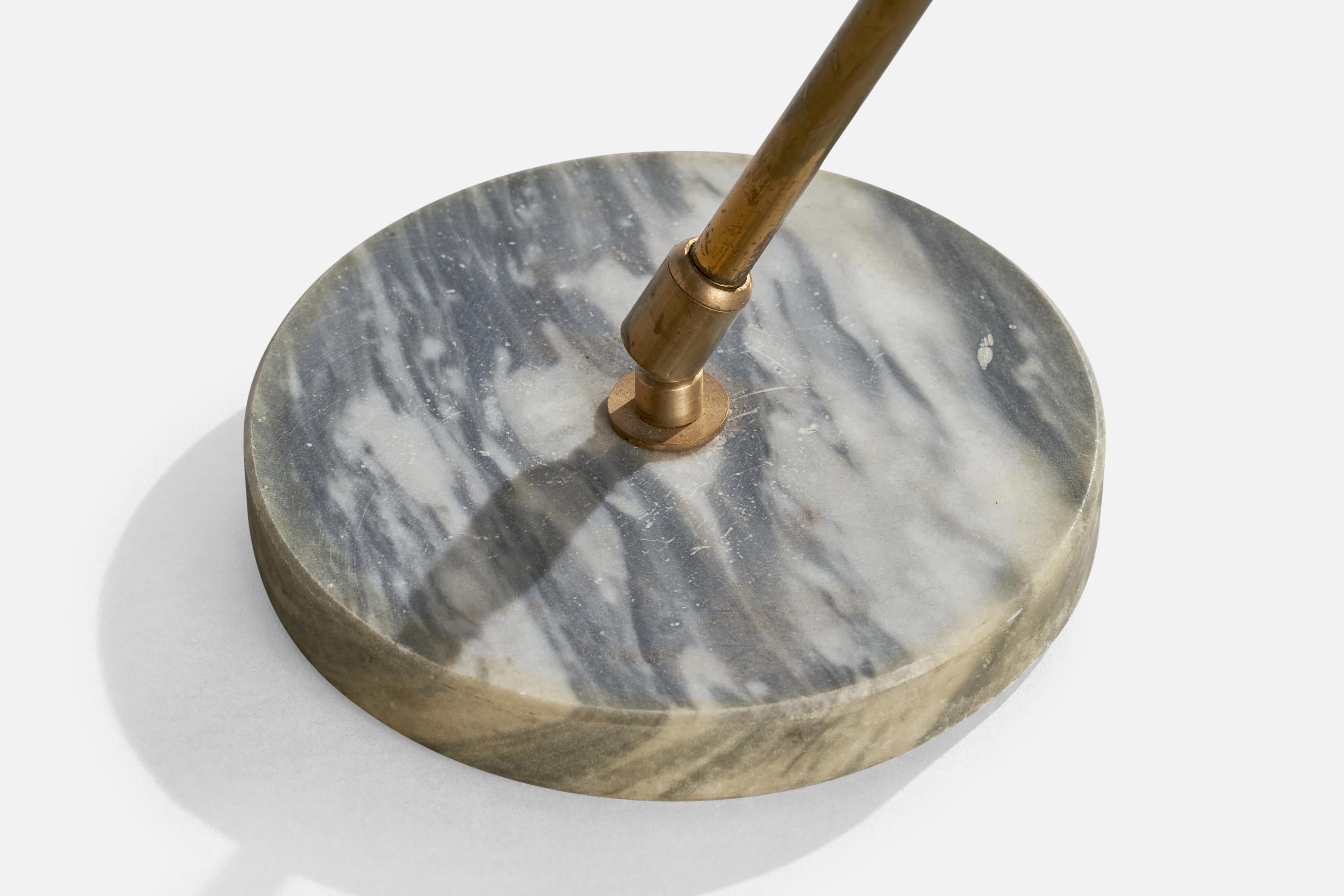 Italian Designer, Table Lamp, Brass, Marble, Metal, Italy, 1950s For Sale 2
