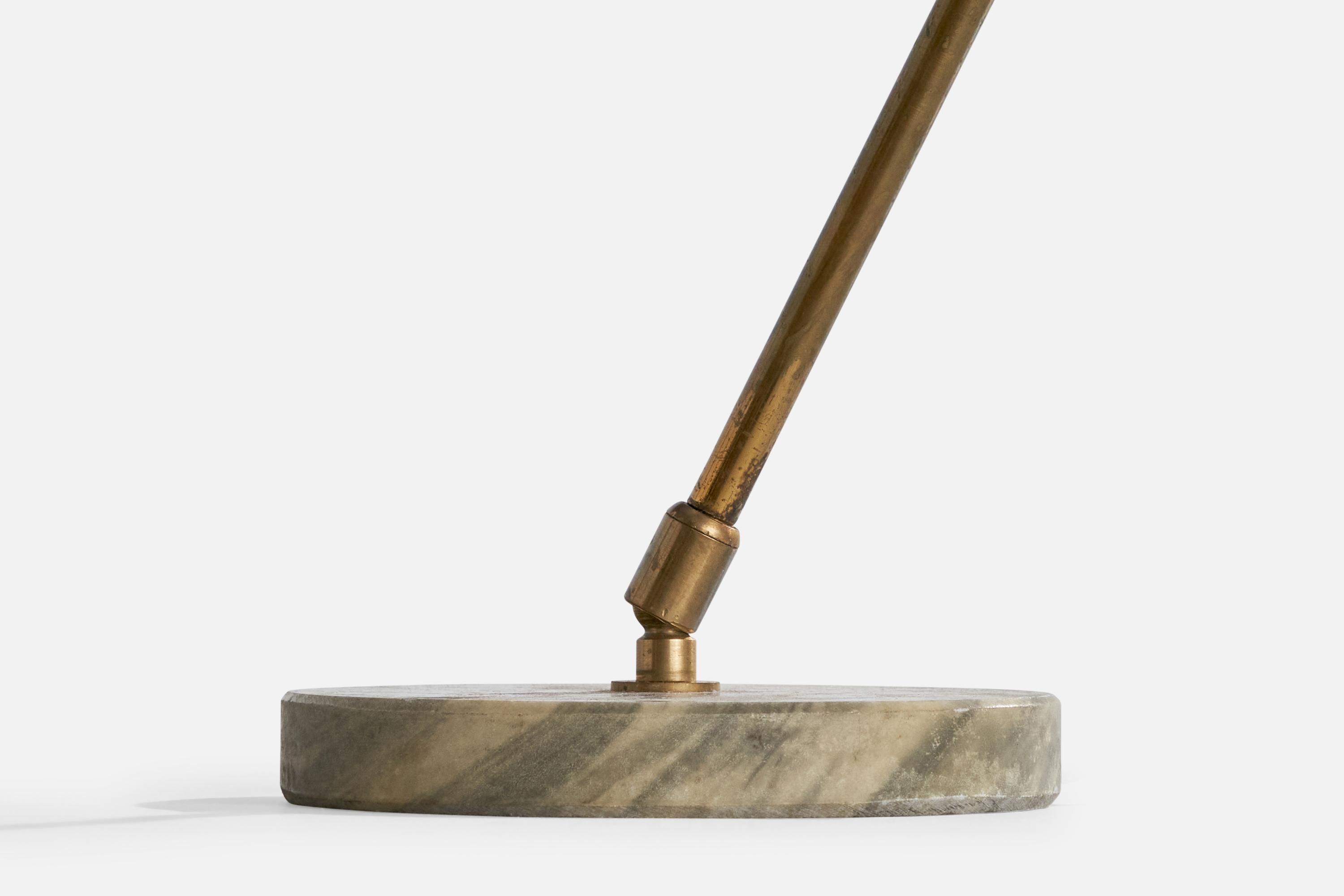 Italian Designer, Table Lamp, Brass, Marble, Metal, Italy, 1950s For Sale 3