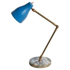 Italienische Designerin, Tischlampe, Messing, Marmor, Metall, Italien, 1950er Jahre