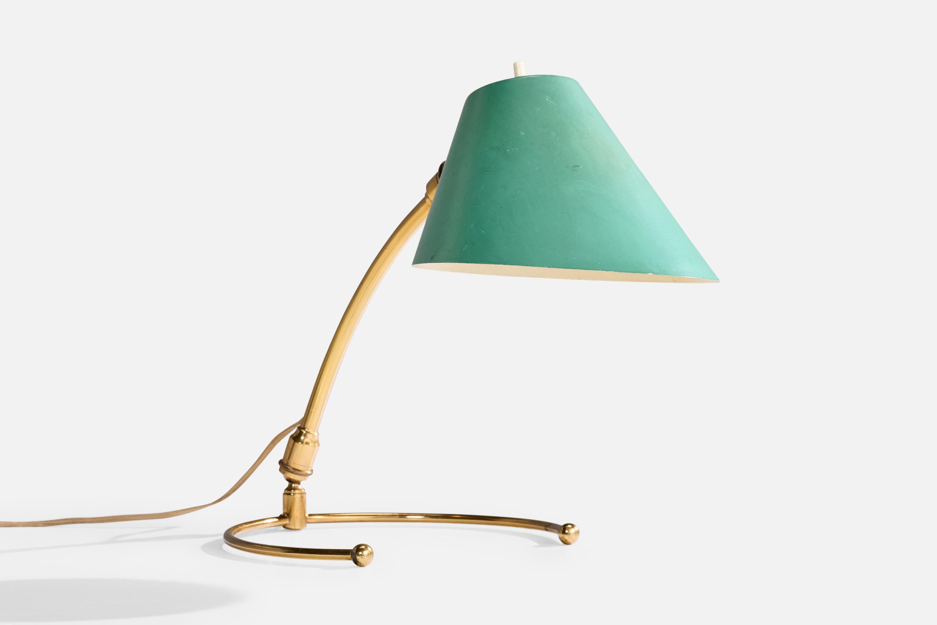 Designer italien, lampe de table, laiton, métal, années 1950 Bon état - En vente à High Point, NC