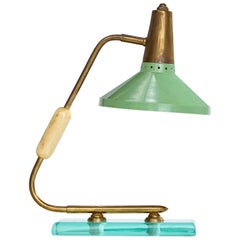 Italian Designer, Table Lamp, Brass, Metal, Glass, Bakelite, Italy, 1940s