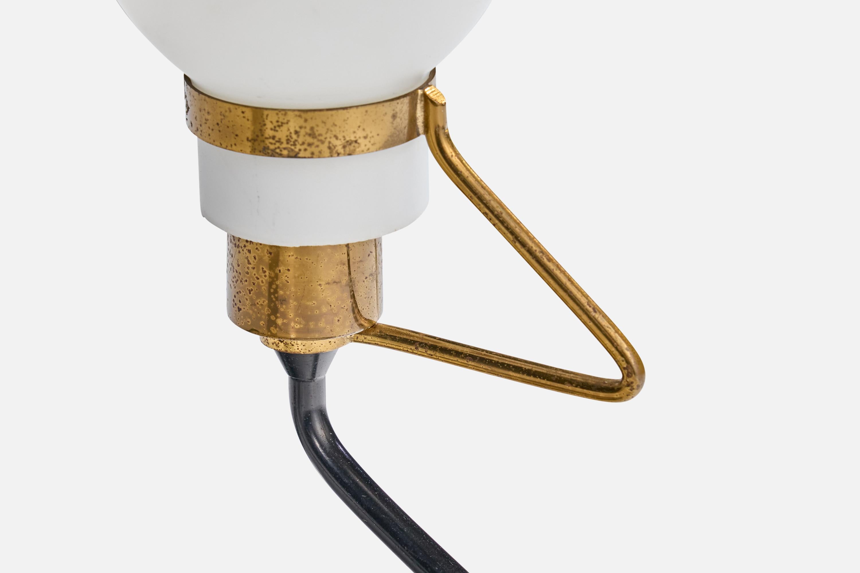 Italian Designer, Table Lamp, Brass, Metal, Glass, Italy, 1950s For Sale 2