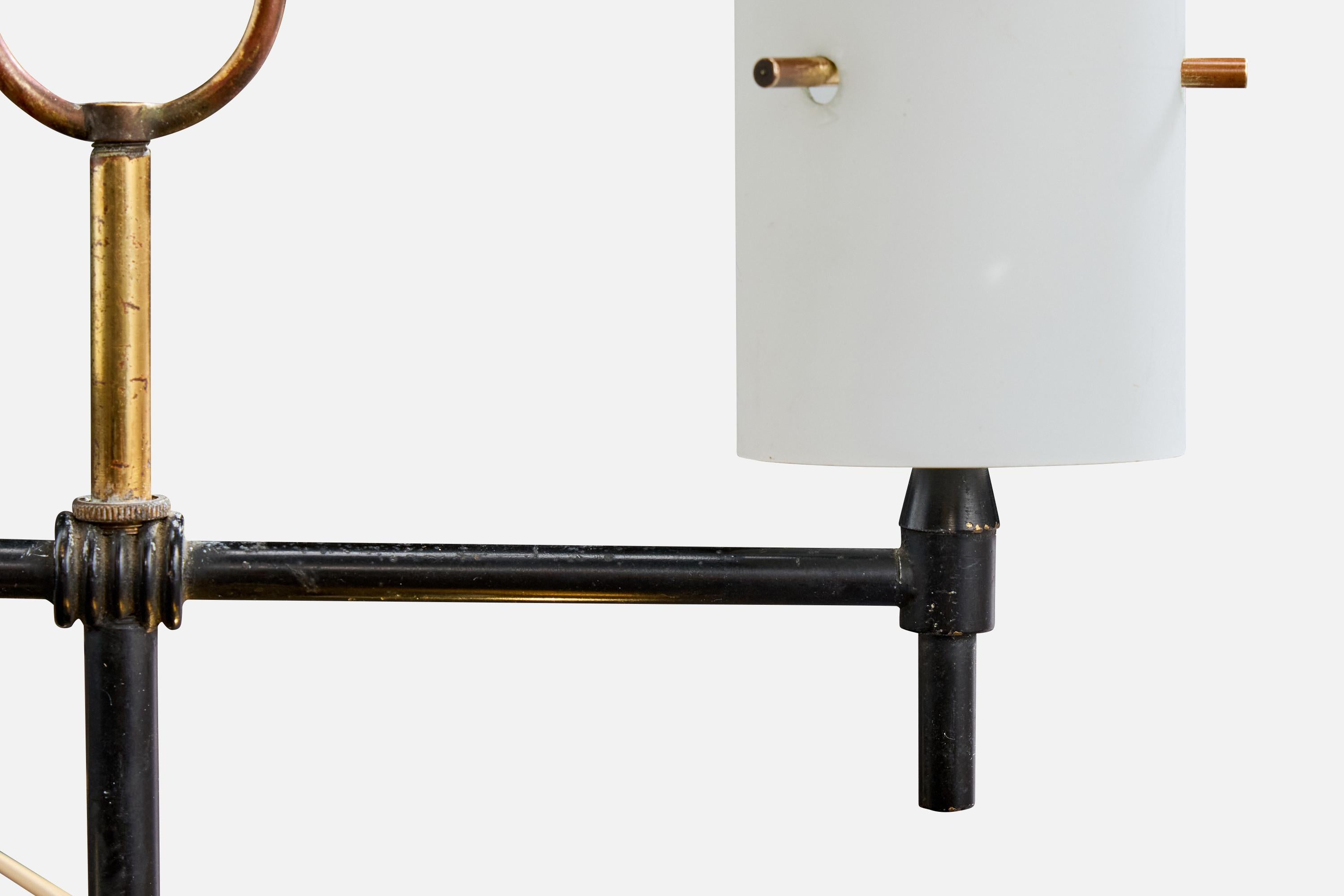 Lampe de table de designer italien, laiton, métal, verre, Italie, années 1950 en vente 2