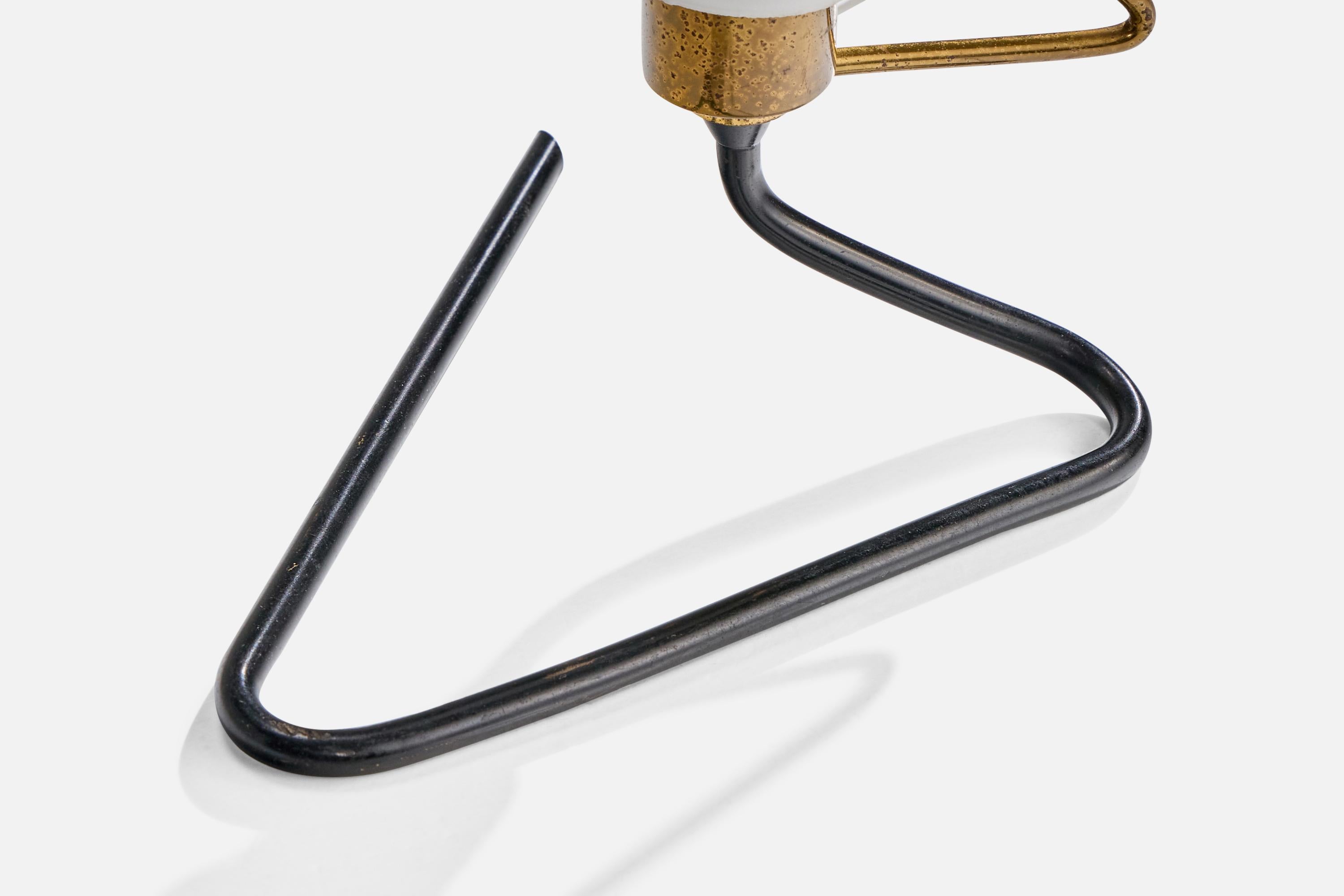 Italian Designer, Table Lamp, Brass, Metal, Glass, Italy, 1950s For Sale 3