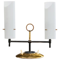 Lampe de table de designer italien, laiton, métal, verre, Italie, années 1950