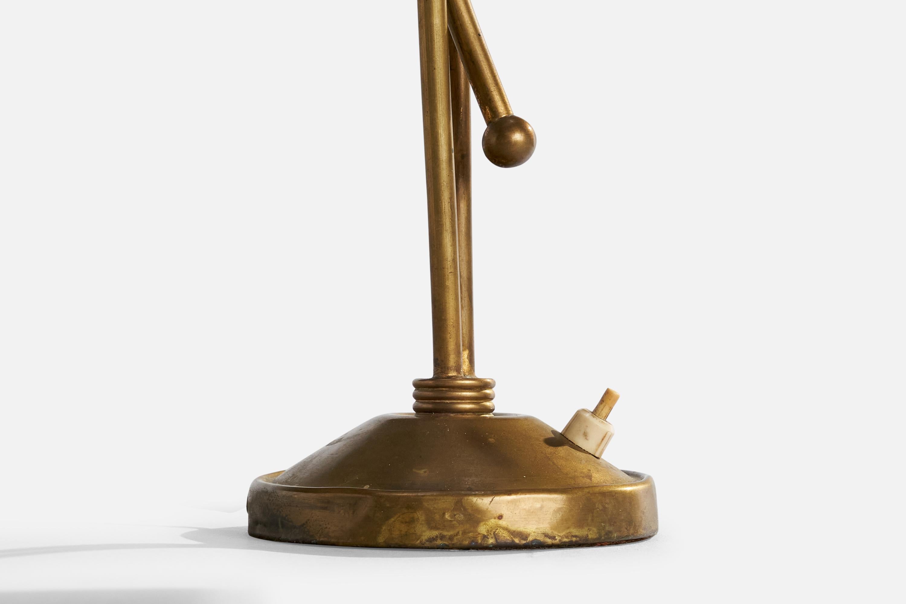 Italian Designer, Table Lamp, Brass, Metal, Italy, 1940s 6