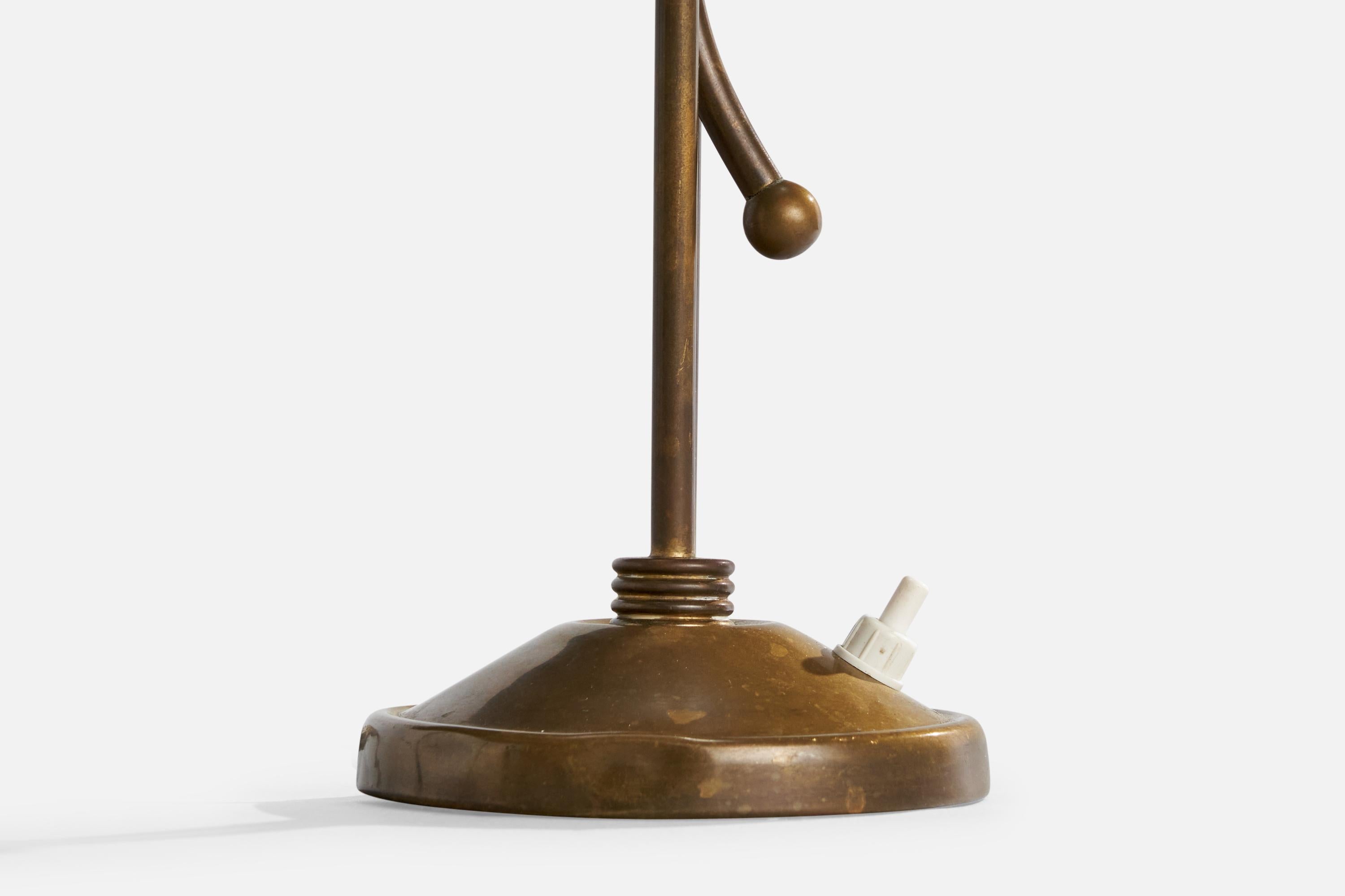 Créateur italien, lampe de bureau, laiton, métal, Italie, années 1940 4