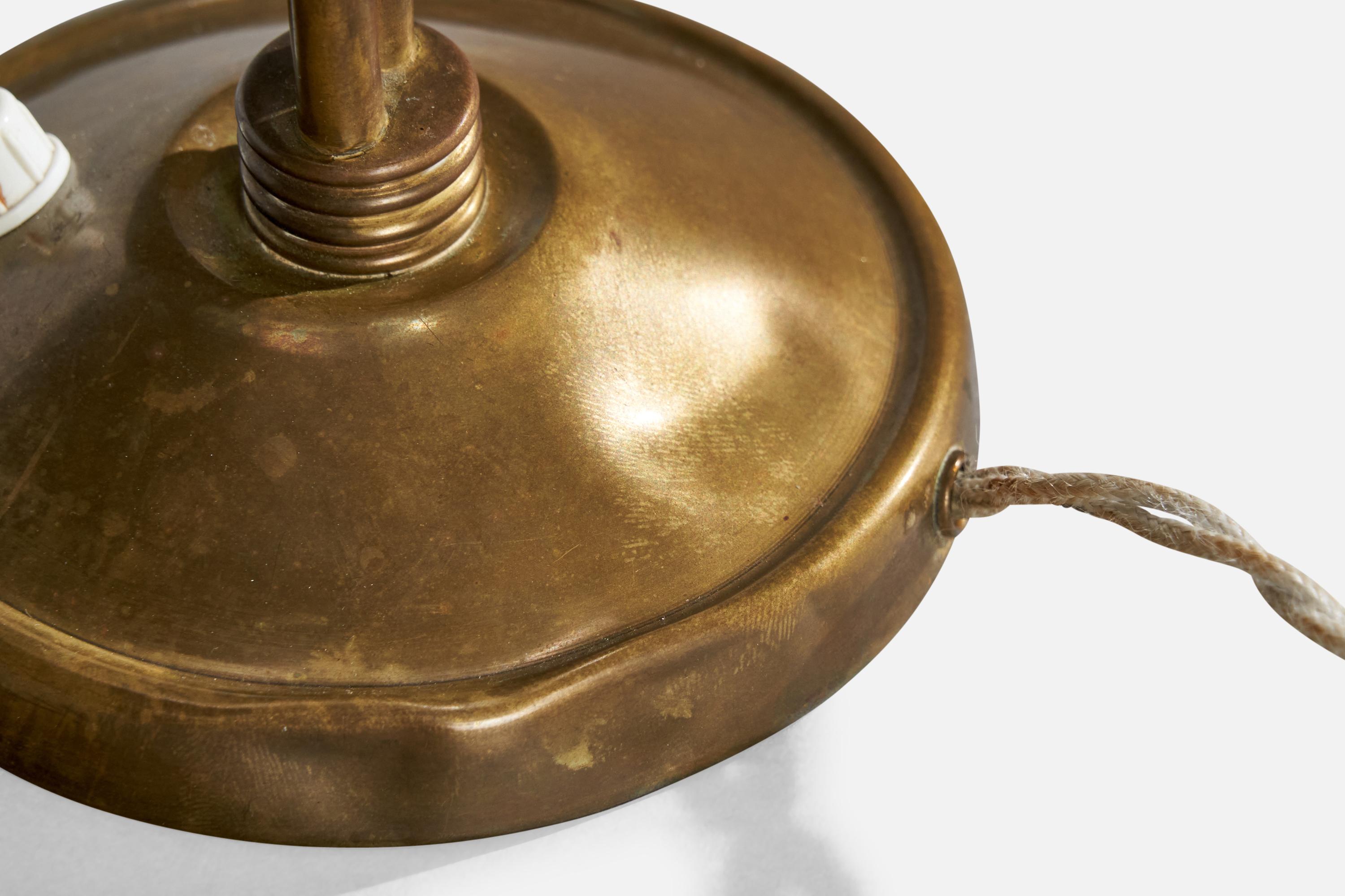Créateur italien, lampe de bureau, laiton, métal, Italie, années 1940 6
