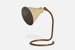 Italian Designer, Table Lamp, Brass, Metal, Italy, 1940s