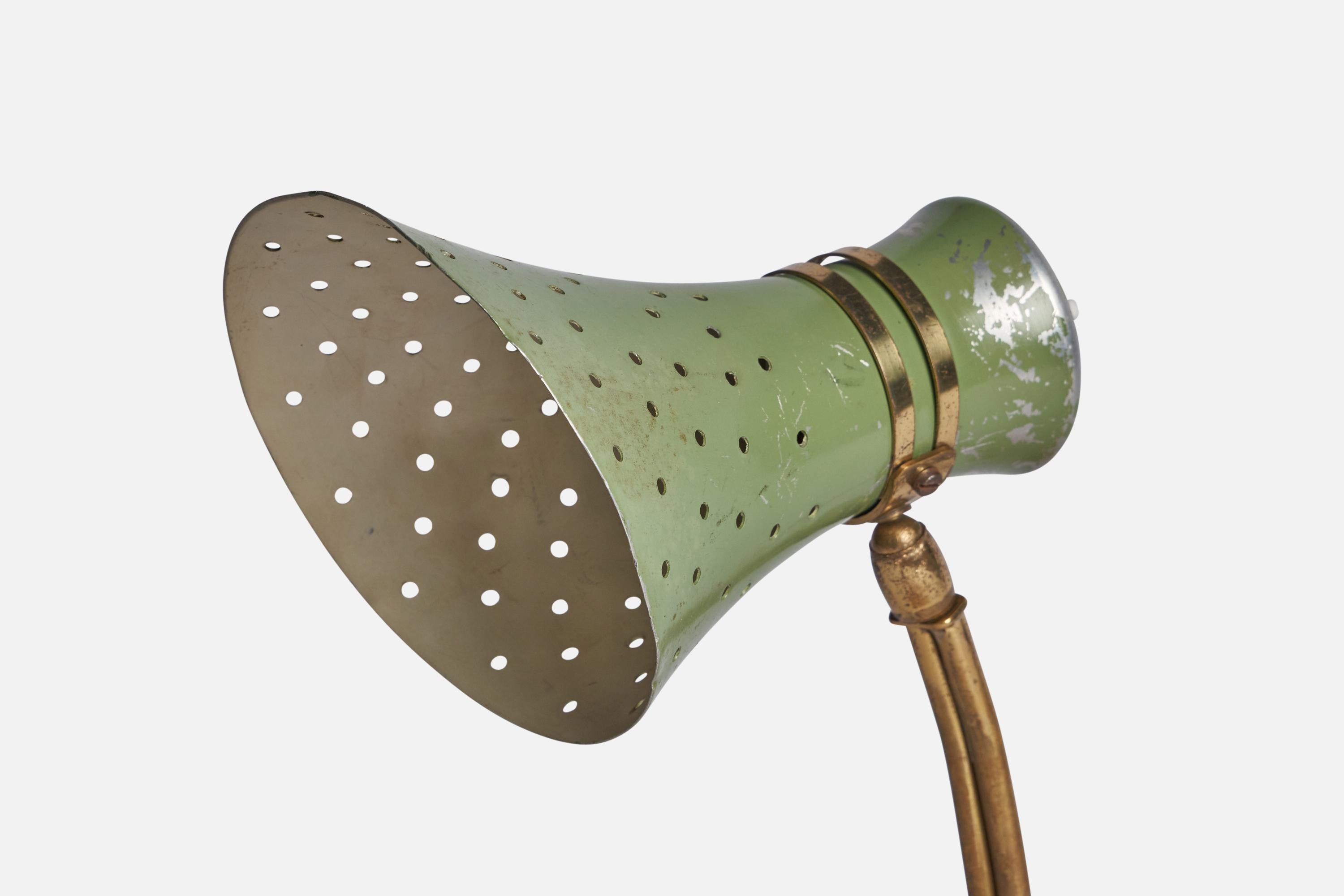 Mid-20th Century Italian Designer, Table Lamp, Brass, Metal, Italy, 1940s For Sale