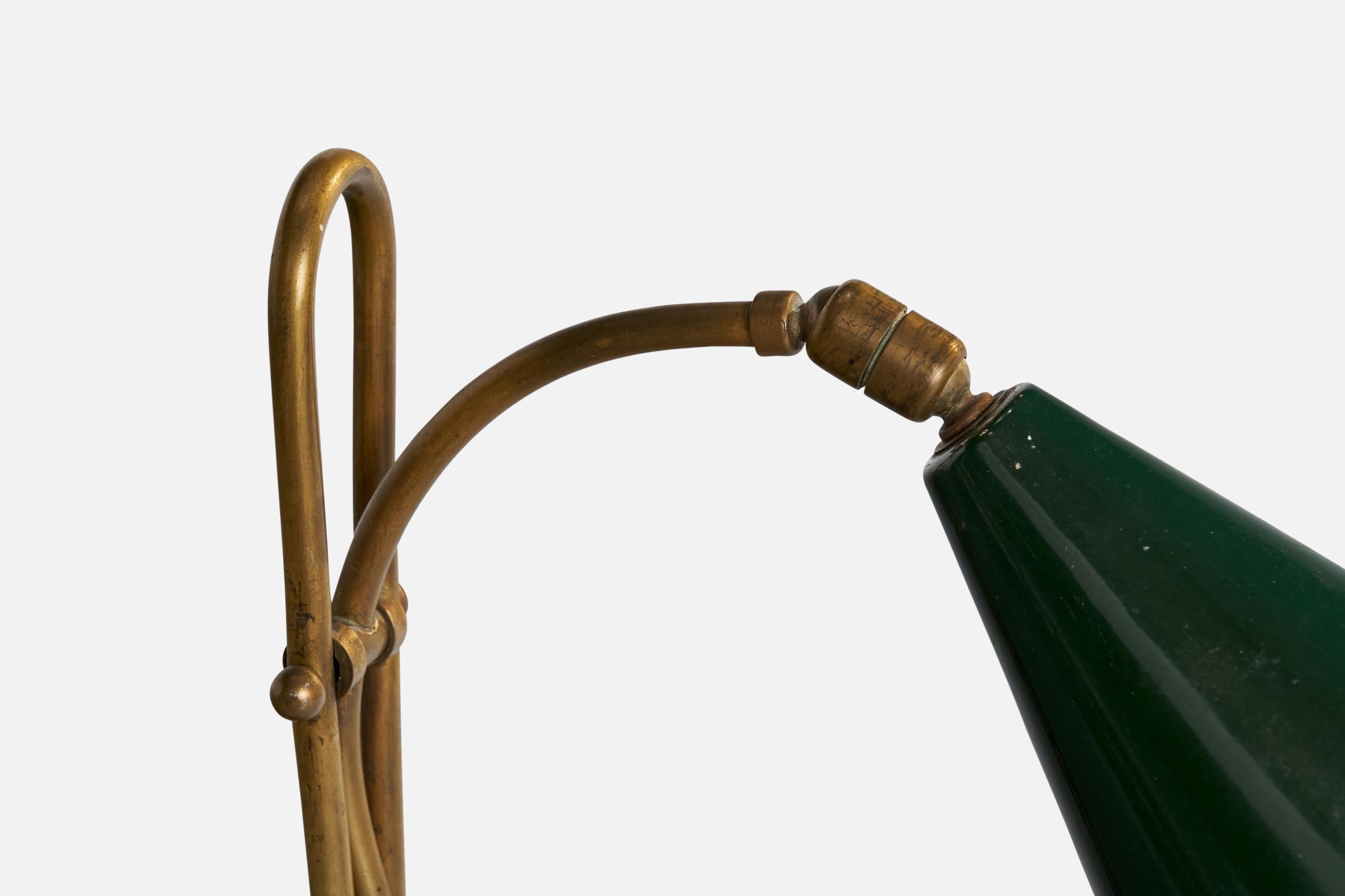 Italian Designer, Table Lamp, Brass, Metal, Italy, 1940s 1